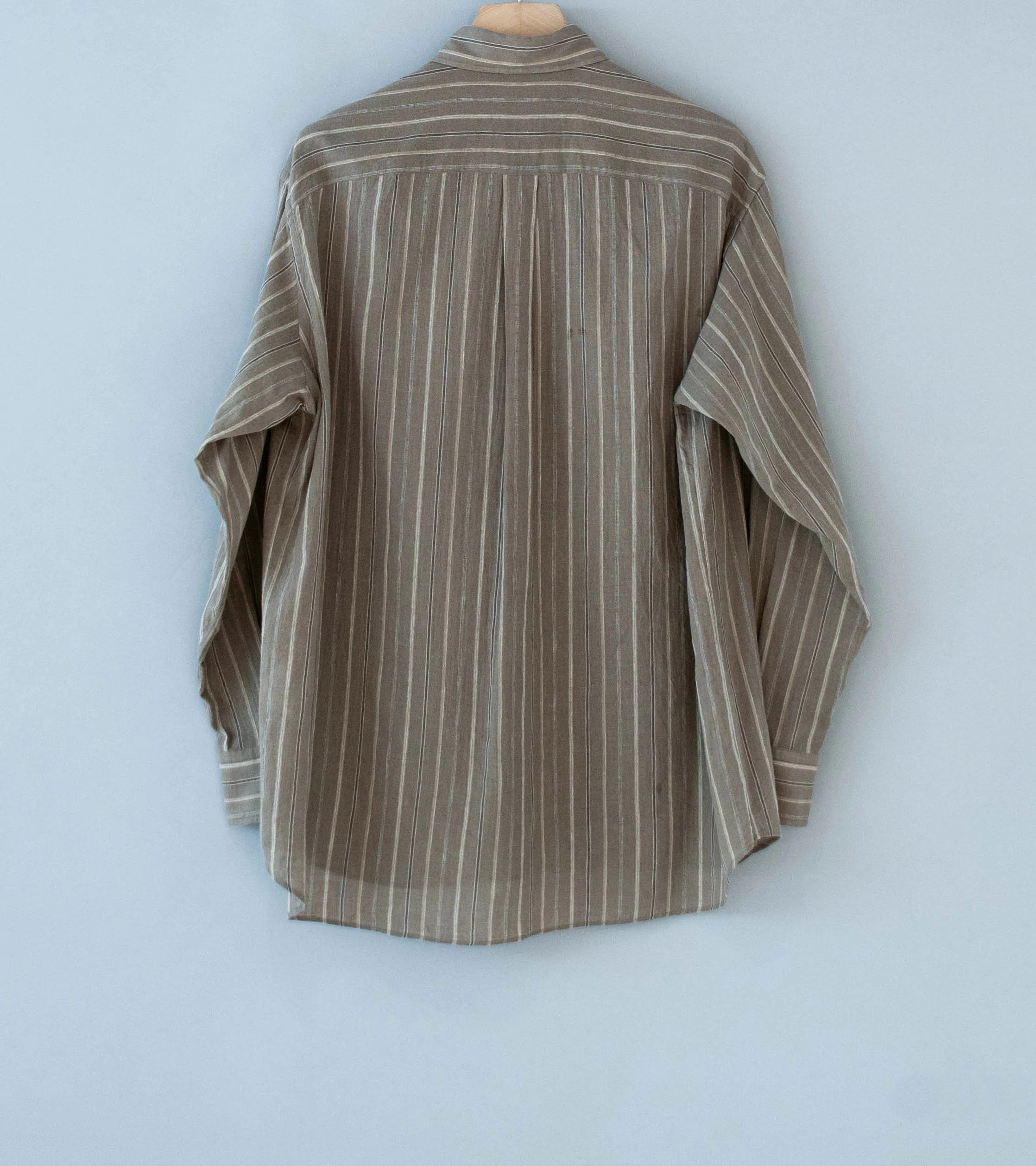 Gajiroc 'Cotton Linen Regular Collar Shirt' (Brown) - Image 8