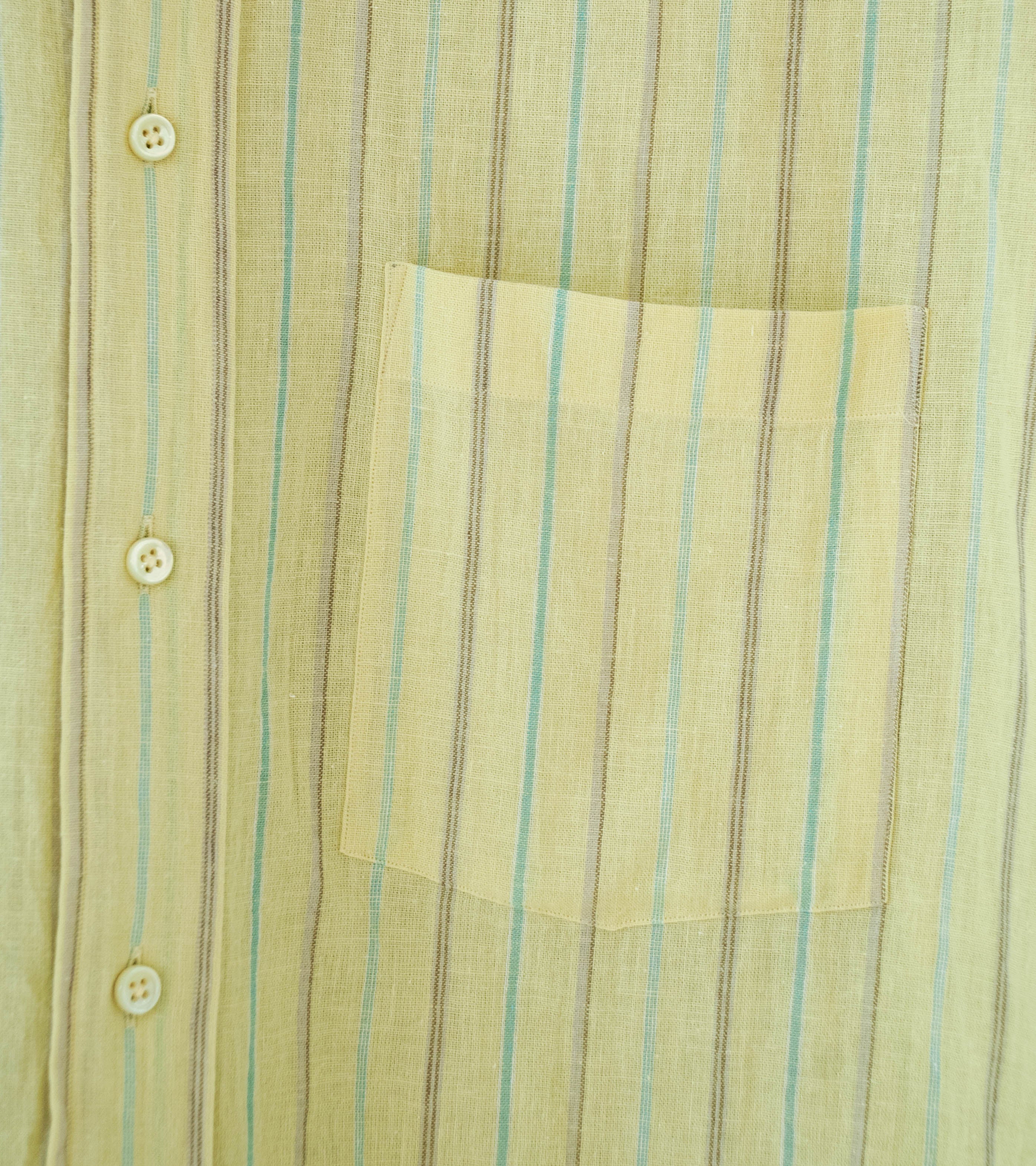 Gajiroc 'Cotton Linen Regular Collar Shirt' (Yellow) - Image 3