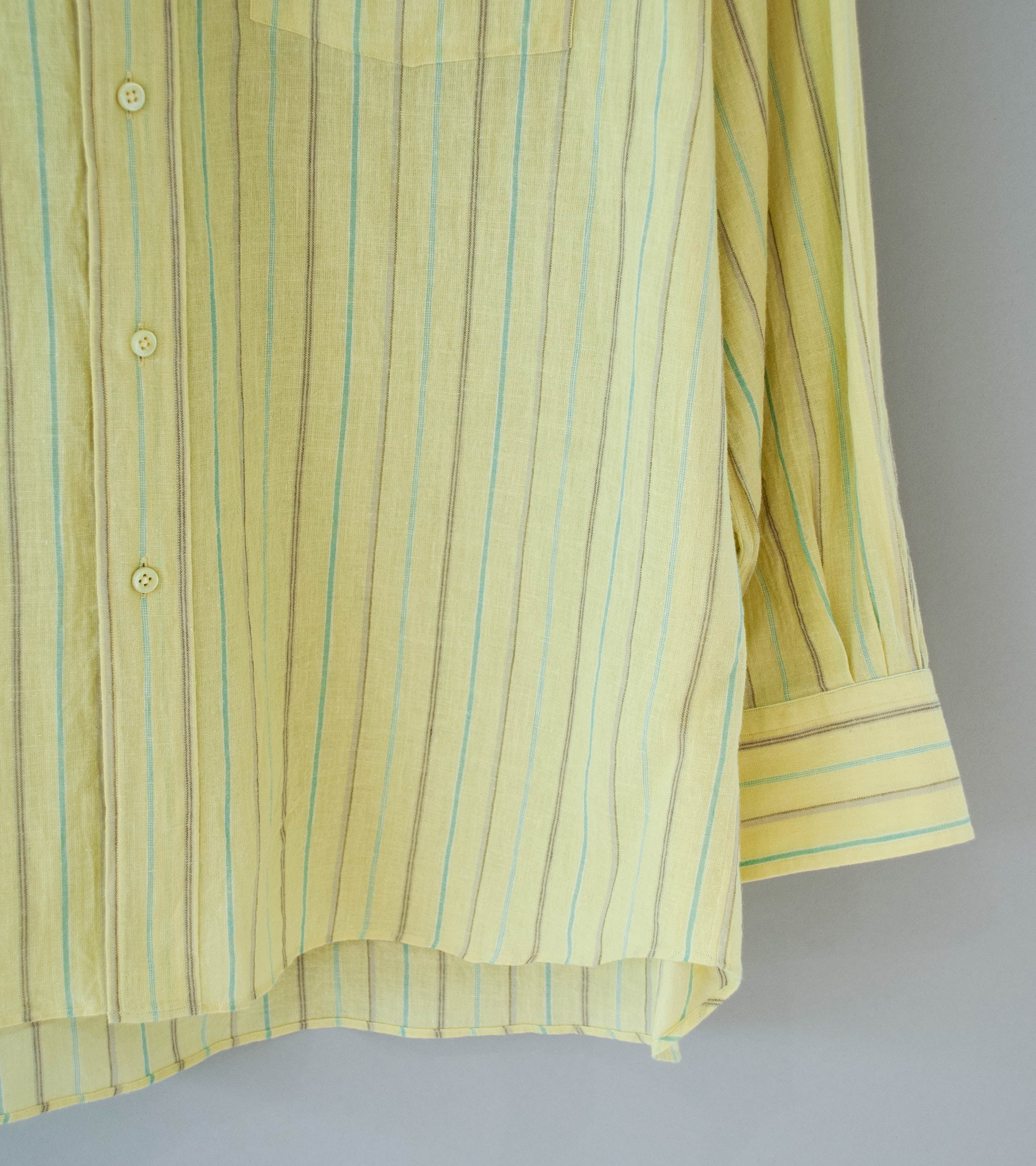 Gajiroc 'Cotton Linen Regular Collar Shirt' (Yellow) - Image 4