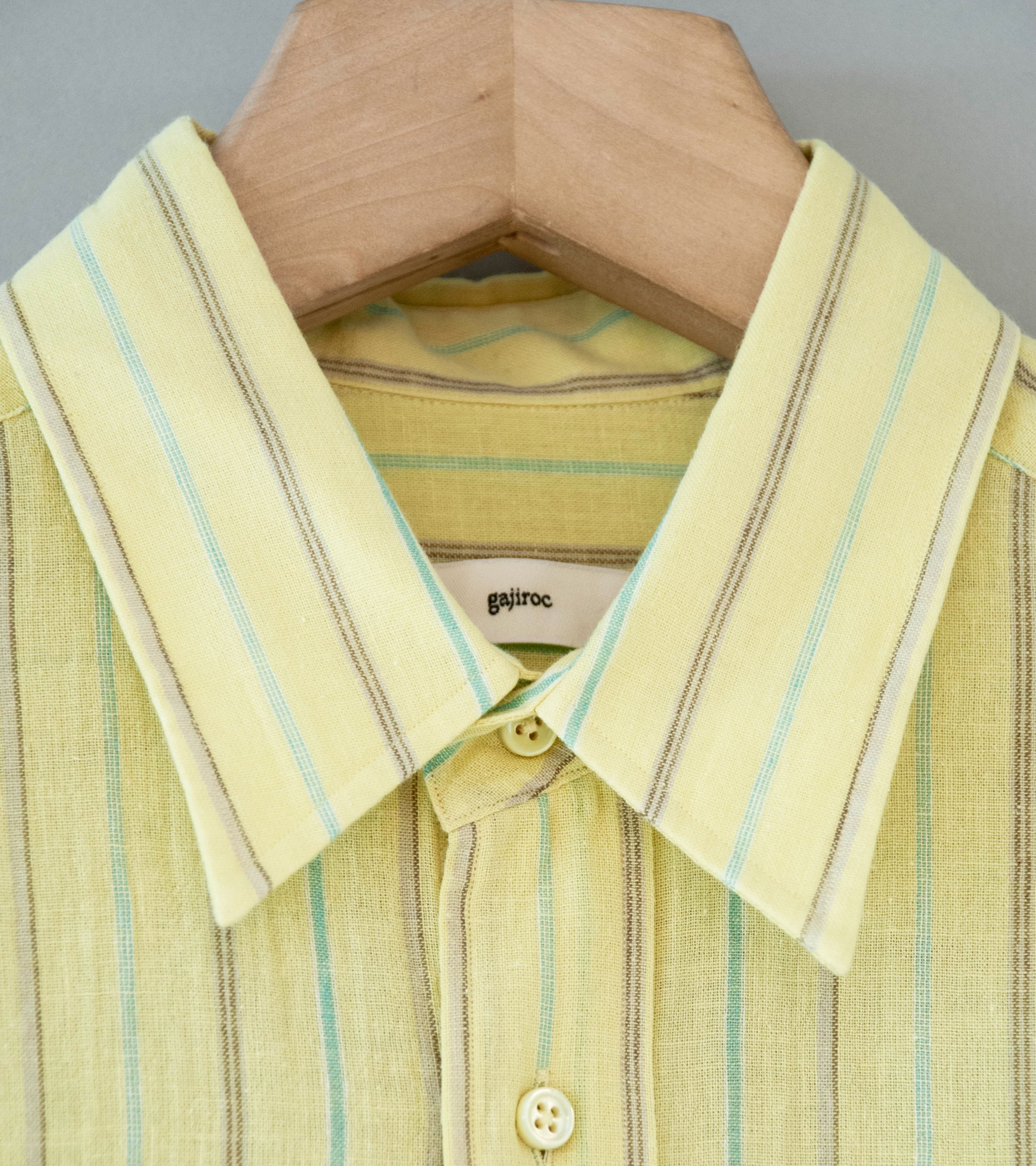 Gajiroc 'Cotton Linen Regular Collar Shirt' (Yellow) - Image 6