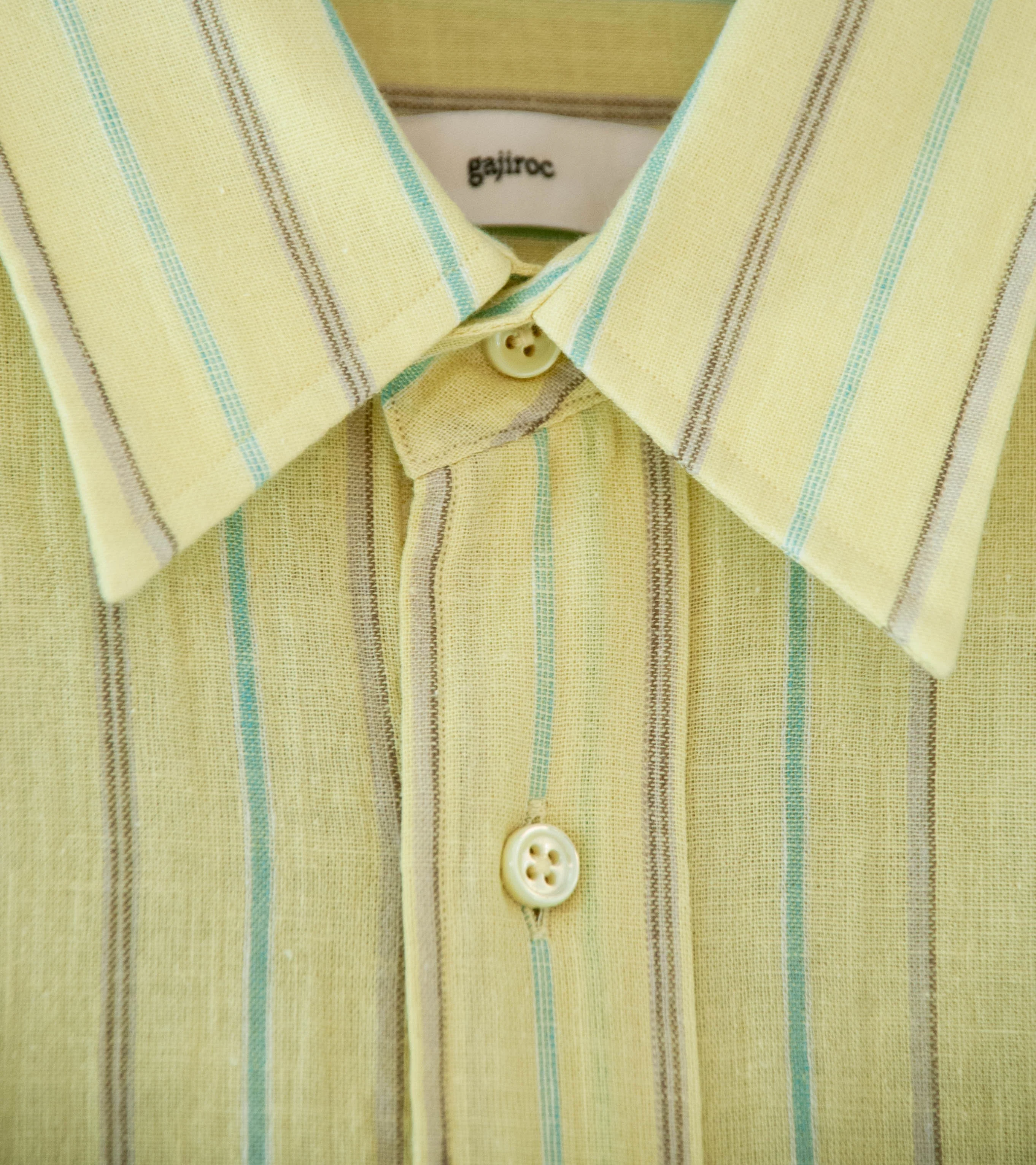 Gajiroc 'Cotton Linen Regular Collar Shirt' (Yellow) - Image 7