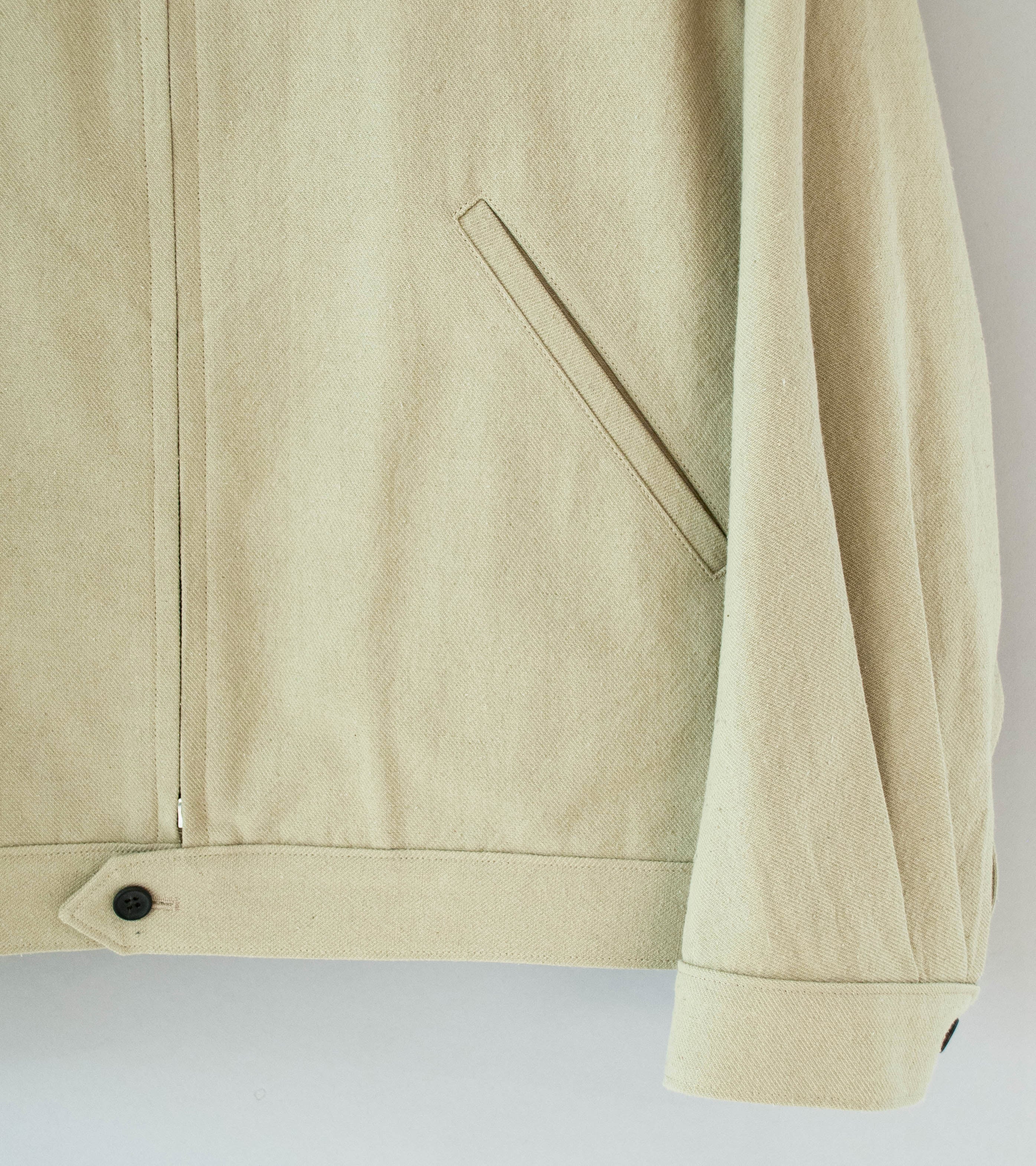 Gajiroc 'Cotton Silk Nep Twill Cyclist Jacket' (Beige) - Image 3