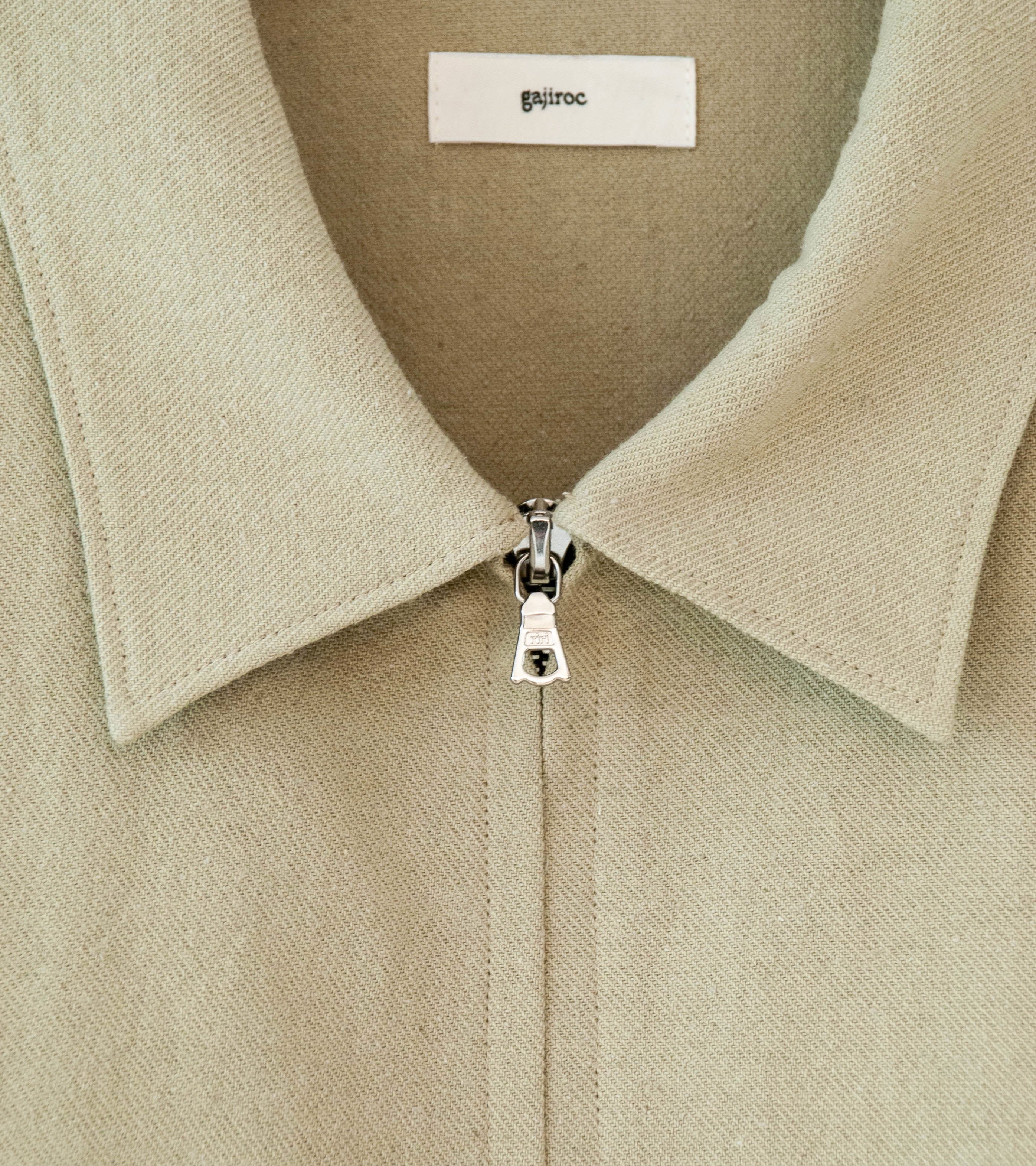 Gajiroc 'Cotton Silk Nep Twill Cyclist Jacket' (Beige) - Image 7