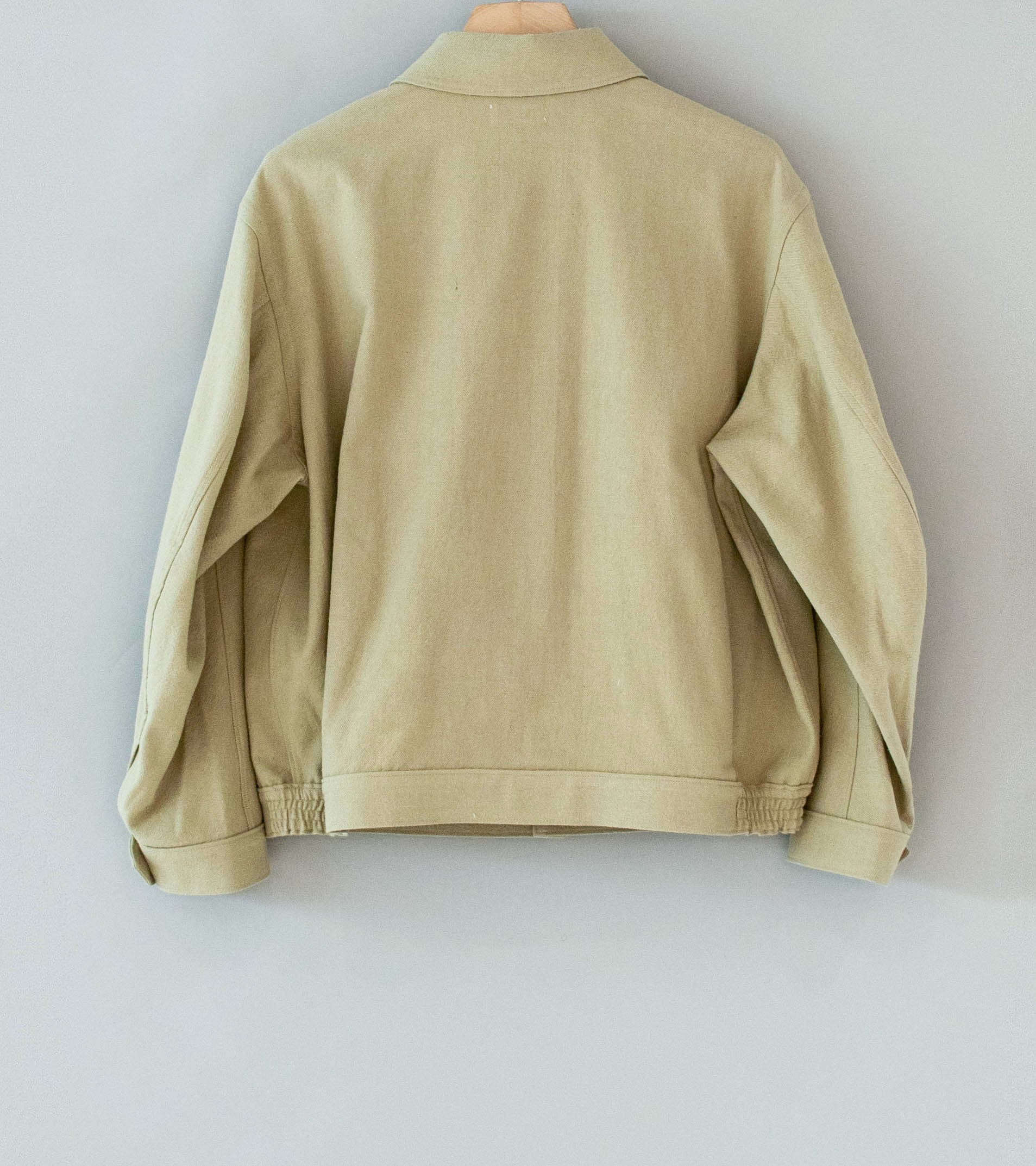 Gajiroc 'Cotton Silk Nep Twill Cyclist Jacket' (Beige) - Image 8