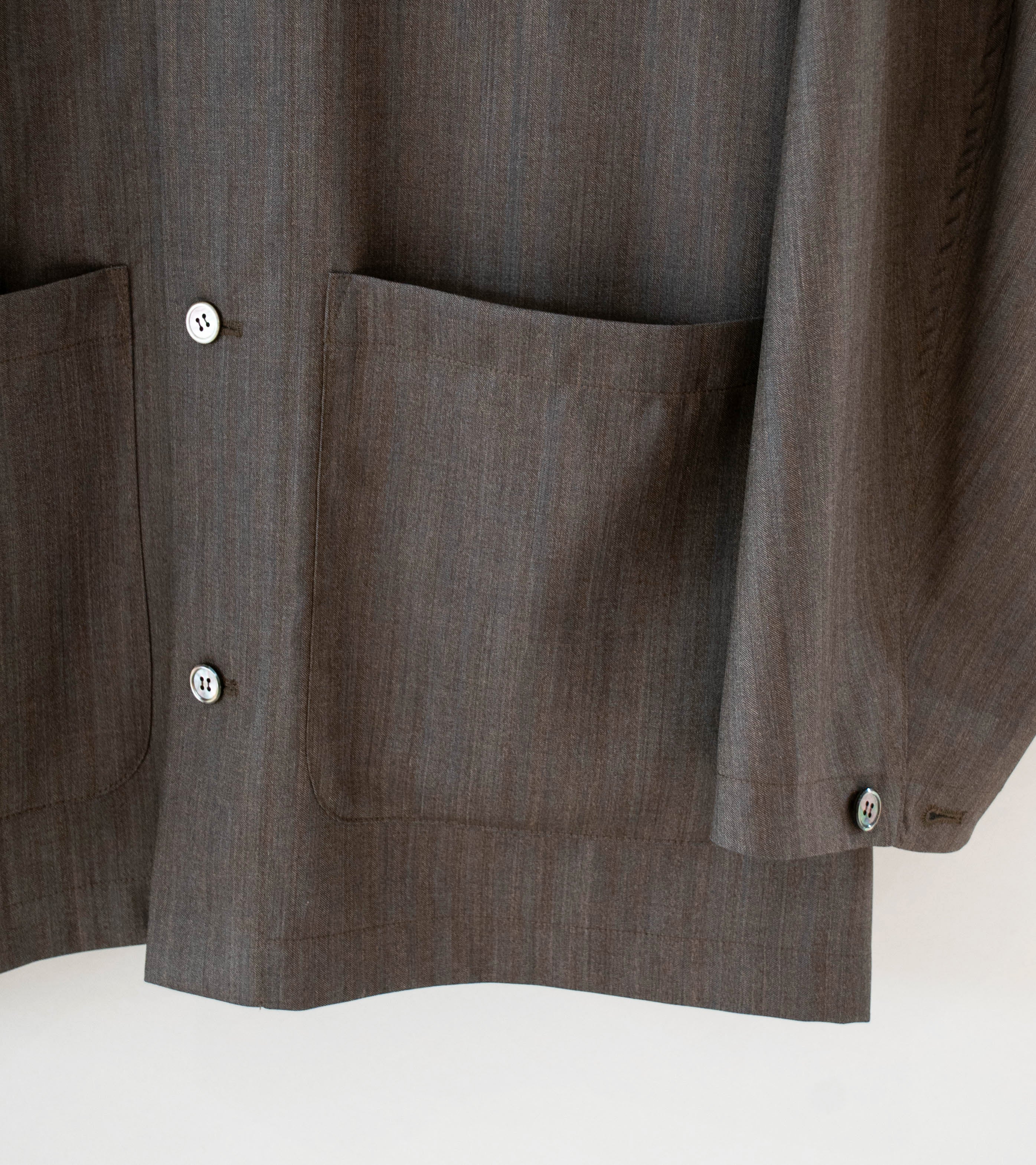 Gajiroc 'Wool Silk Three Pocket Shirt Jacket' (Taupe) - Image 4