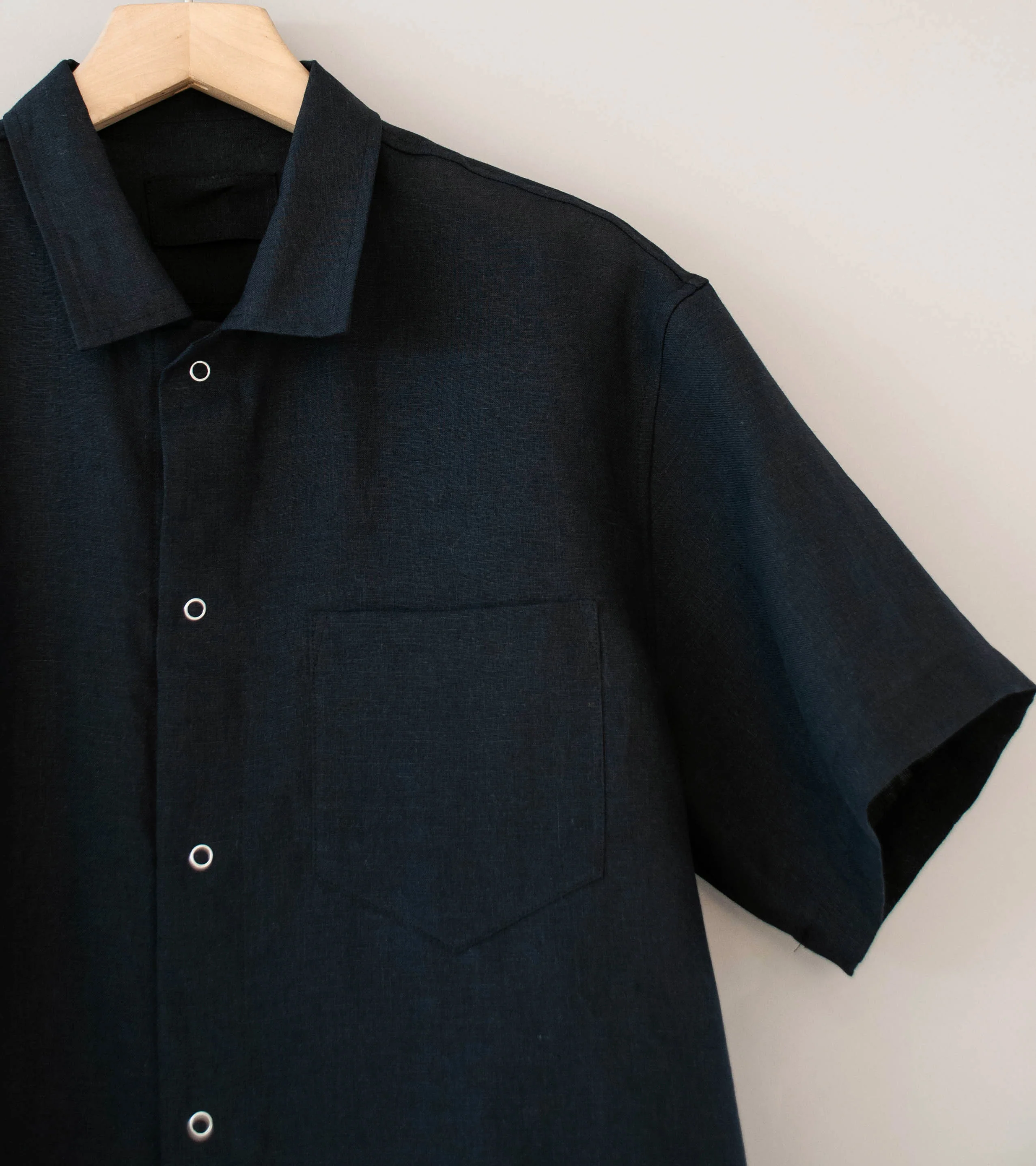 James Coward 'Sundown Shirt' (Black Lightweight Belgian Linen) - Image 2