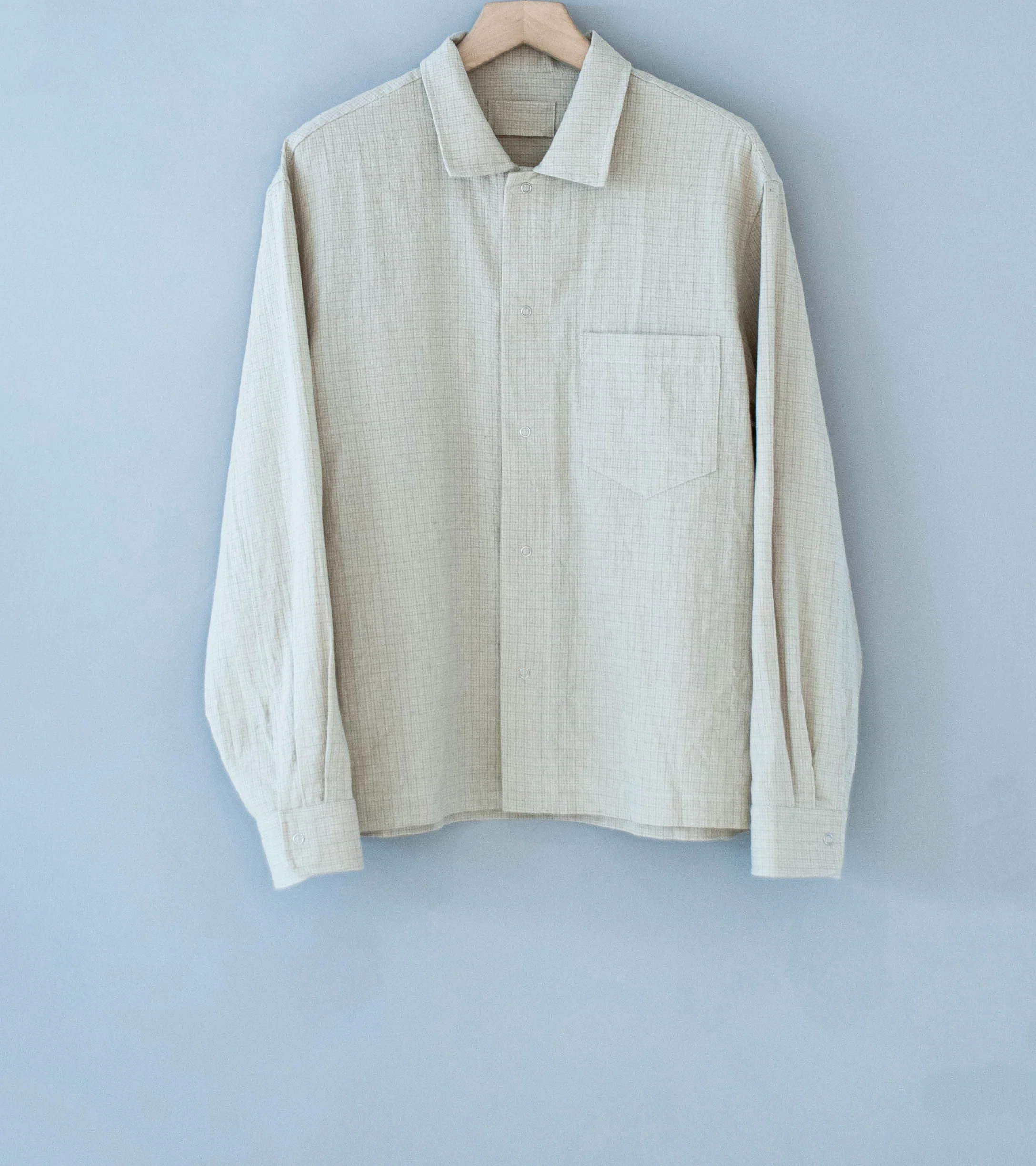 James Coward 'Workshop Shirt' (Natural Grid Cotton Linen Gingham)