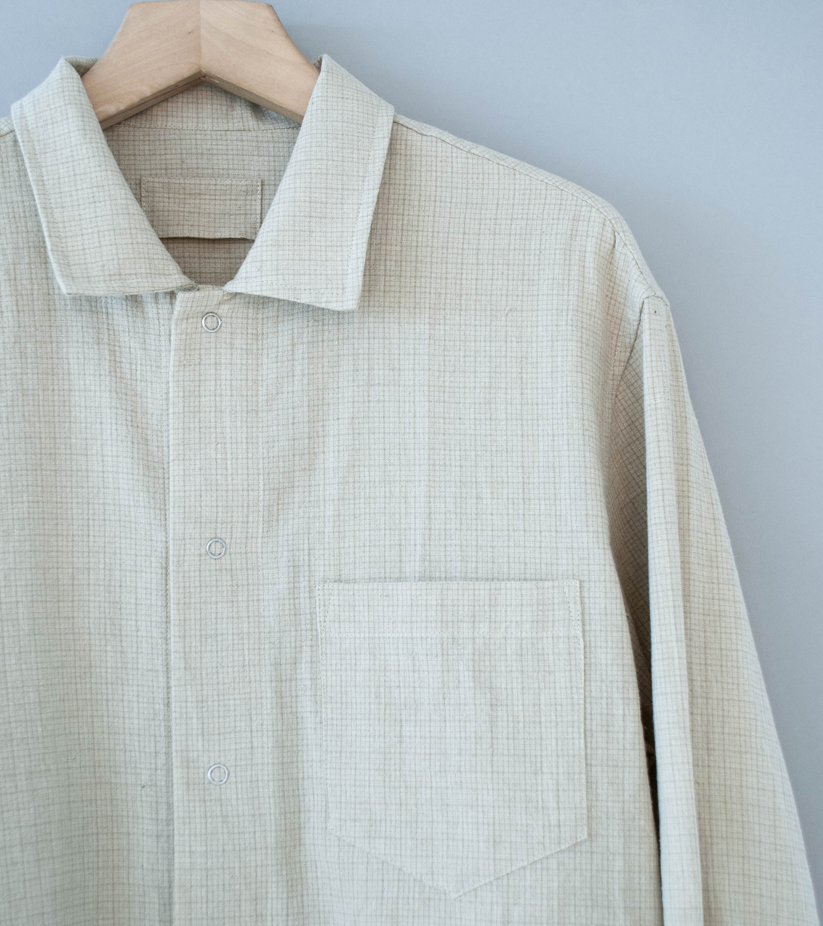 James Coward 'Workshop Shirt' (Natural Grid Cotton Linen Gingham) - Image 2