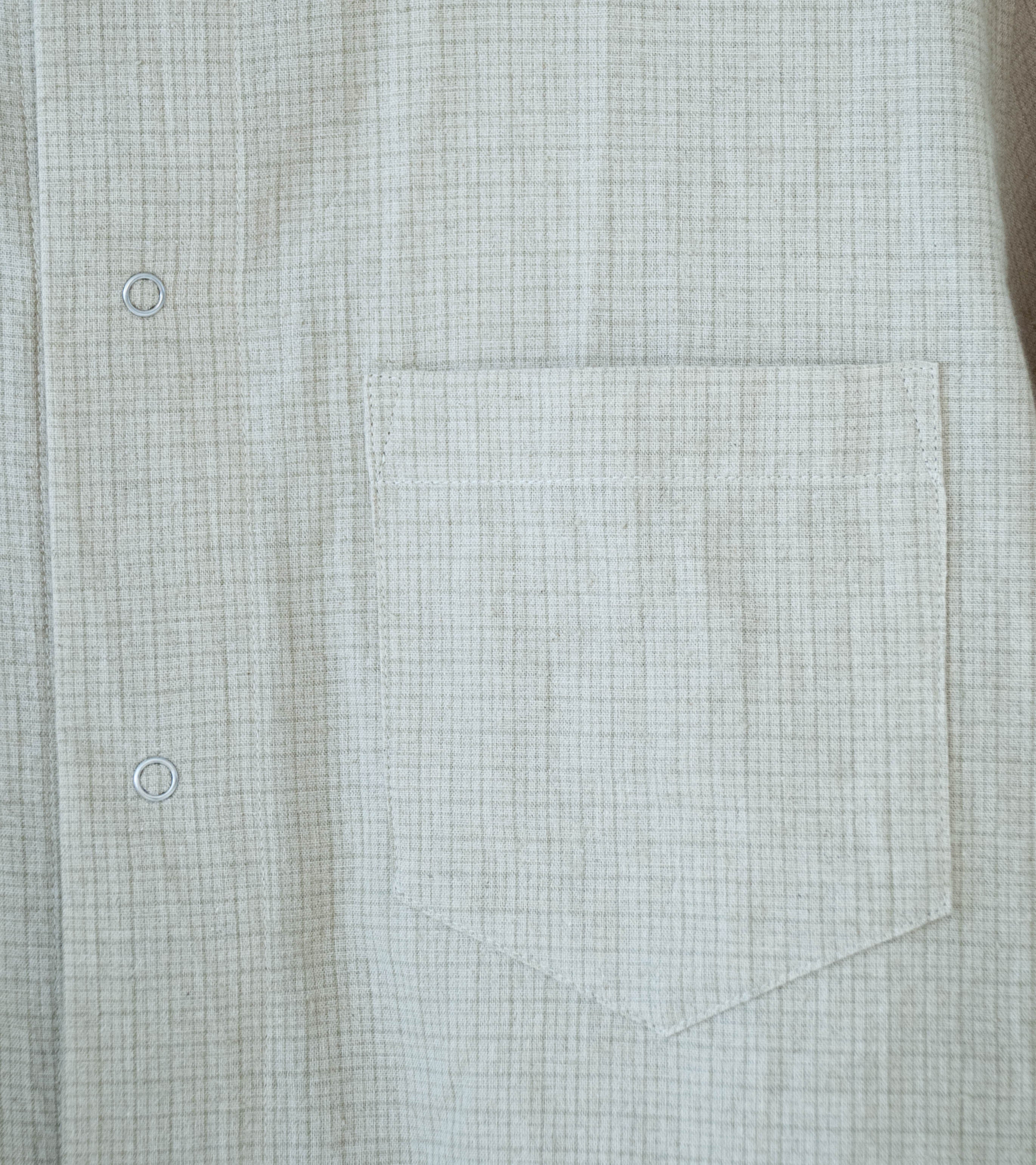 James Coward 'Workshop Shirt' (Natural Grid Cotton Linen Gingham) - Image 3