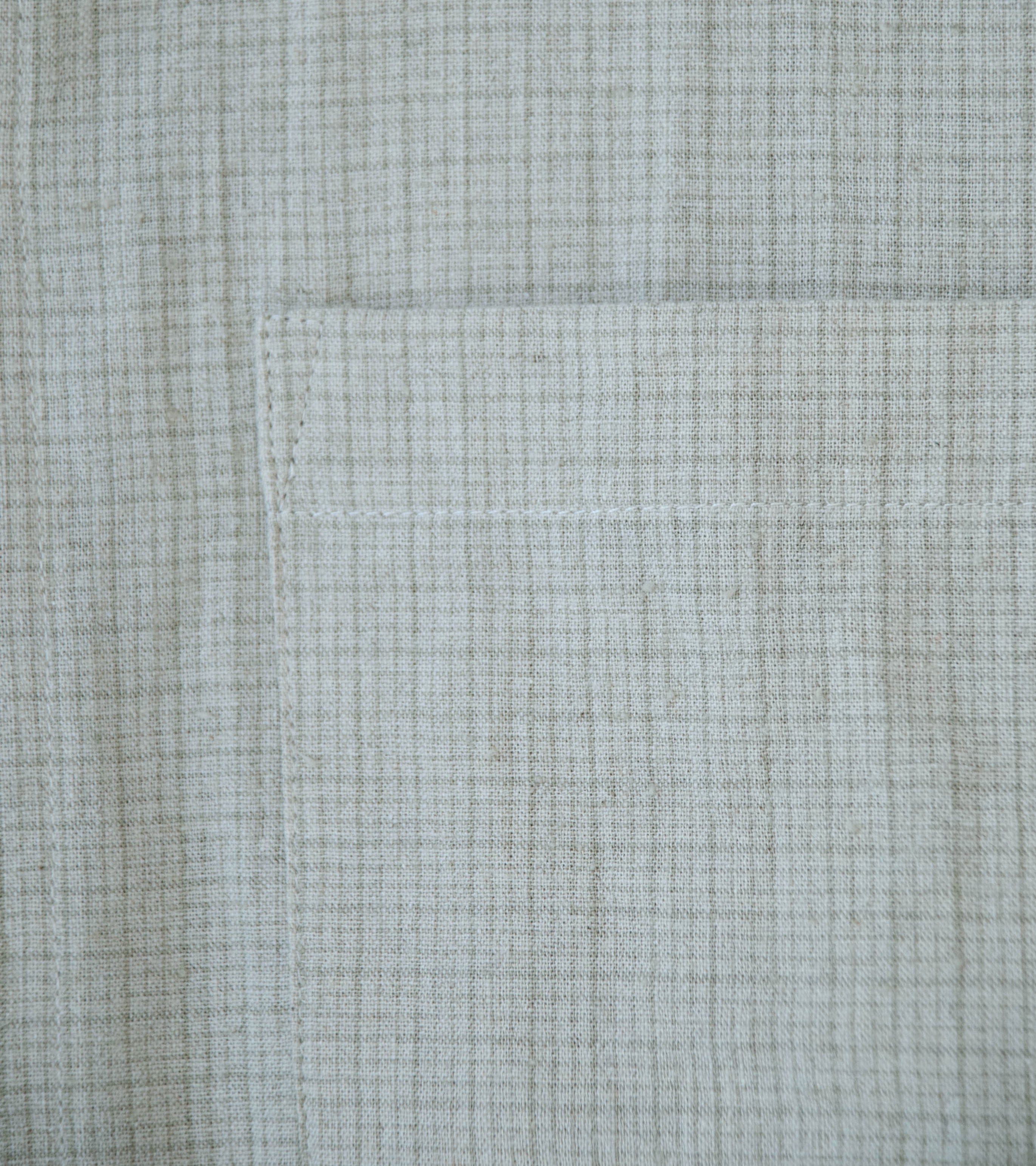 James Coward 'Workshop Shirt' (Natural Grid Cotton Linen Gingham) - Image 4