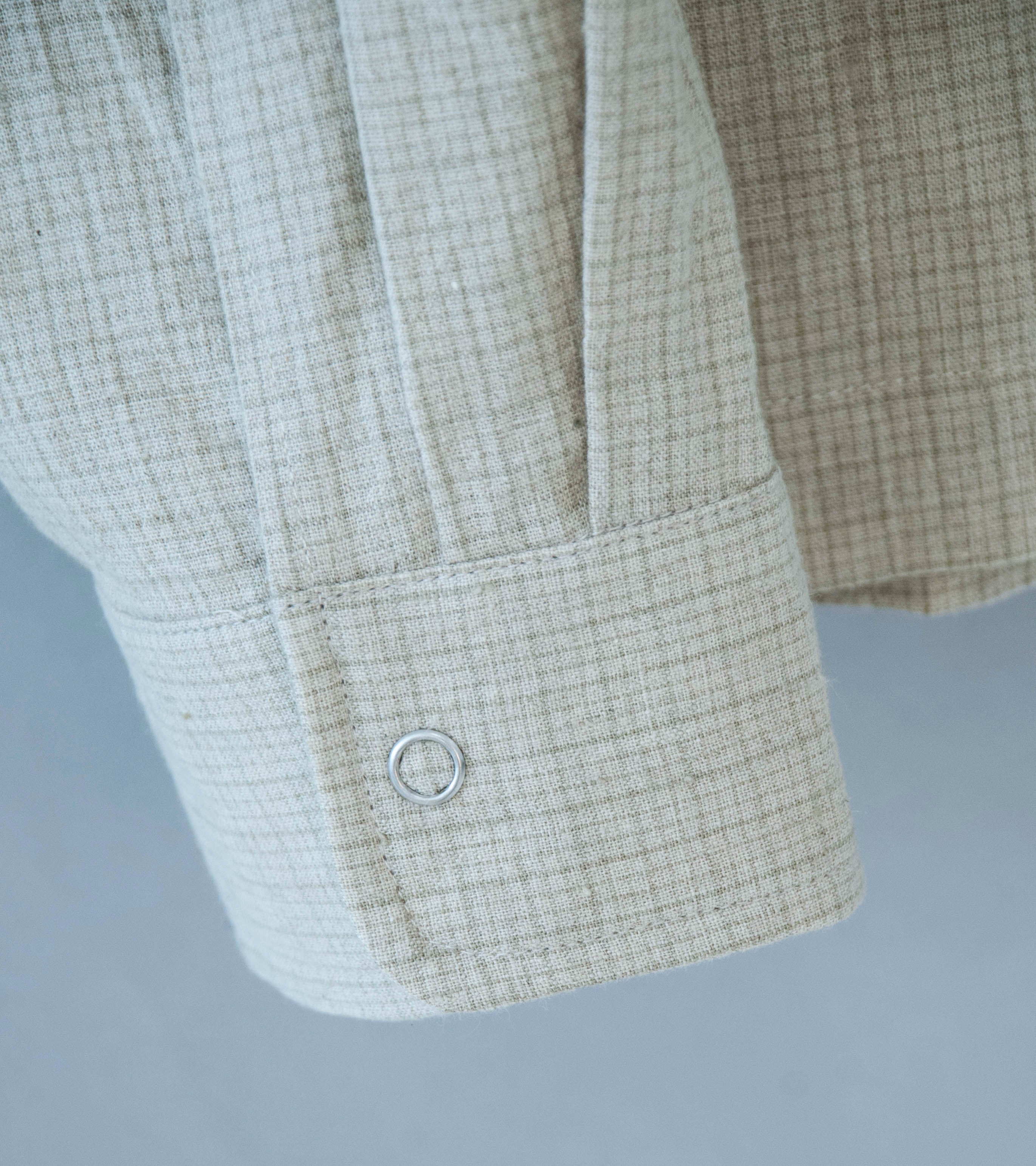 James Coward 'Workshop Shirt' (Natural Grid Cotton Linen Gingham) - Image 5