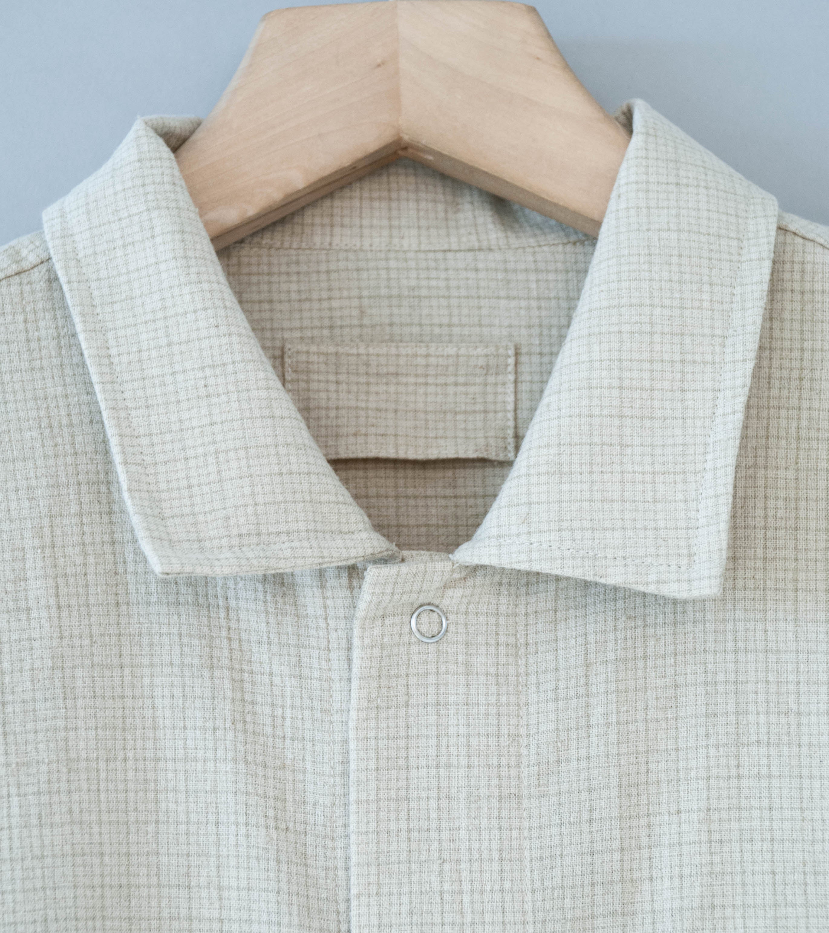 James Coward 'Workshop Shirt' (Natural Grid Cotton Linen Gingham) - Image 6