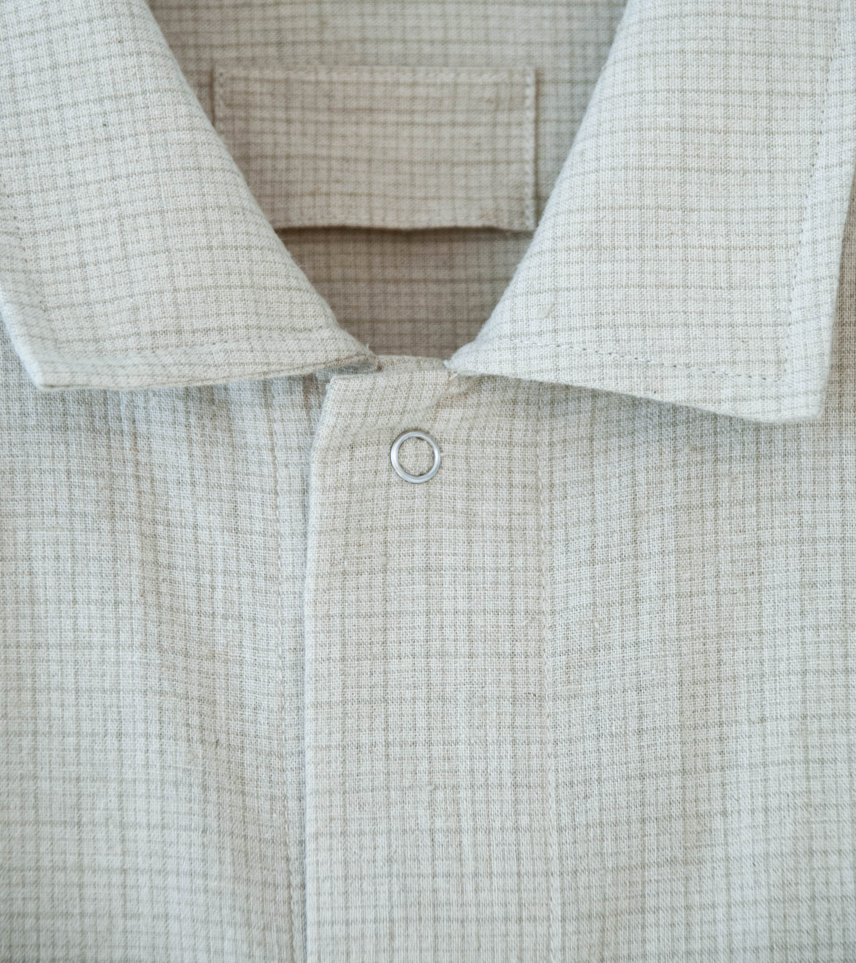 James Coward 'Workshop Shirt' (Natural Grid Cotton Linen Gingham) - Image 7