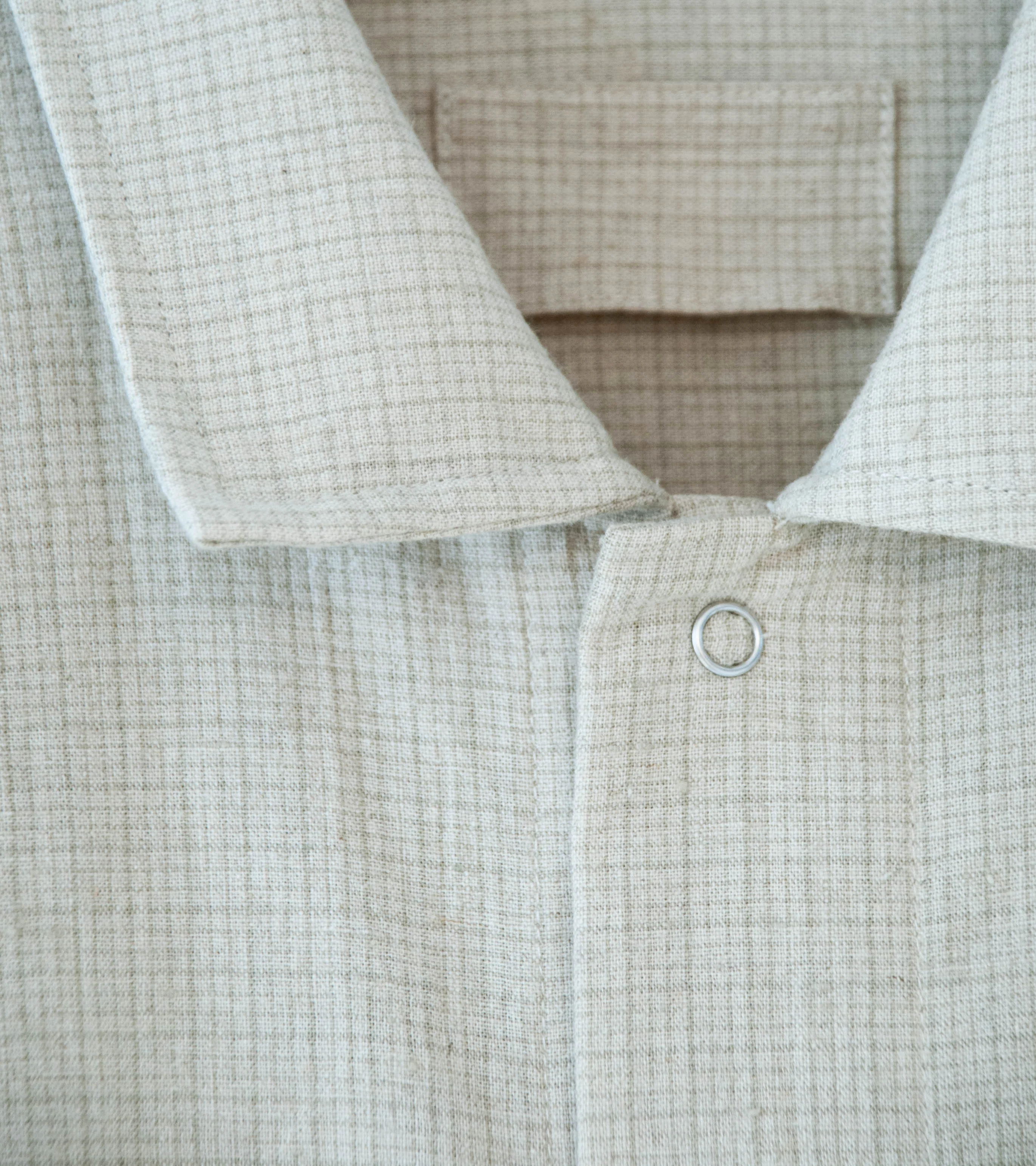 James Coward 'Workshop Shirt' (Natural Grid Cotton Linen Gingham) - Image 8