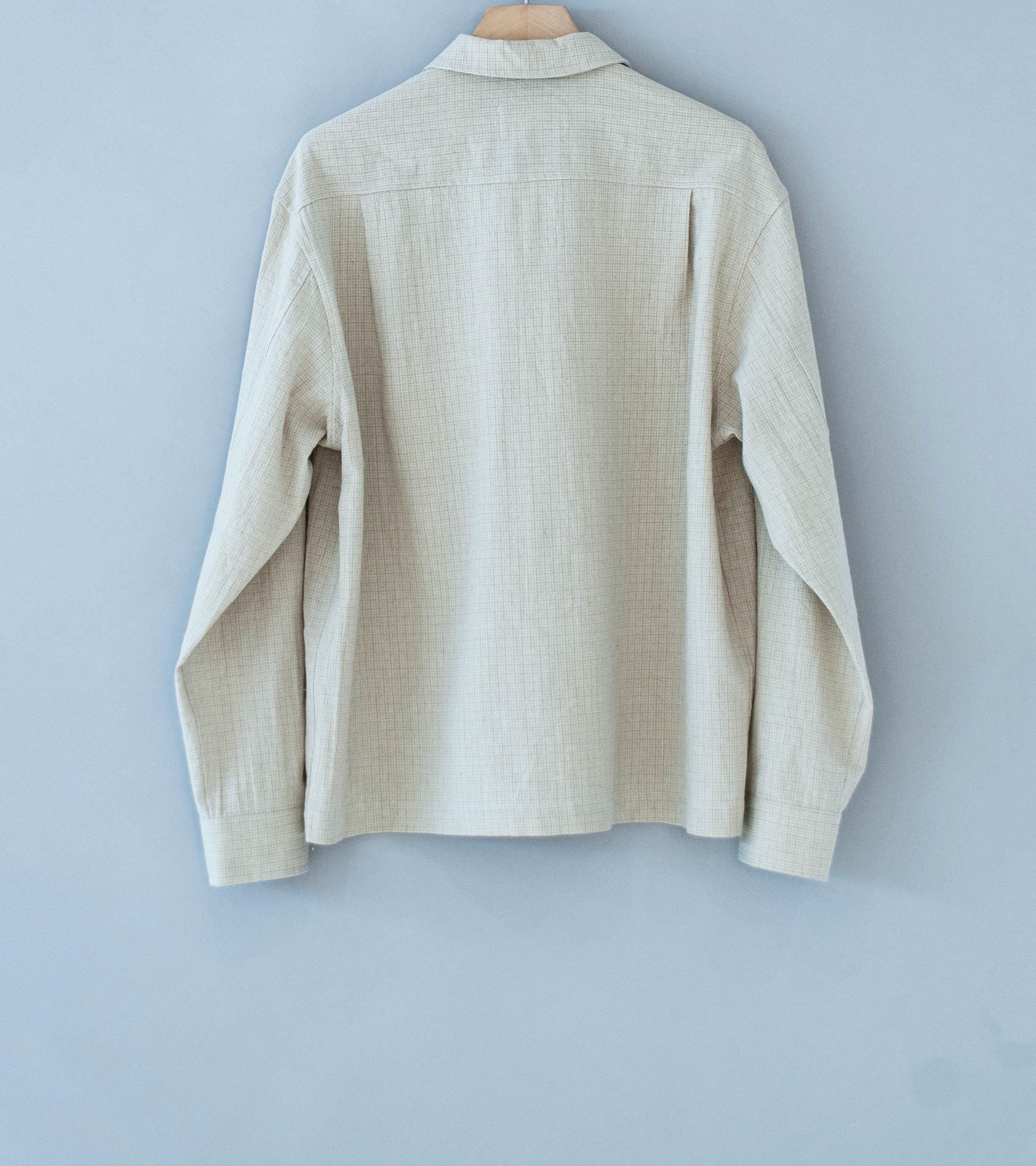 James Coward 'Workshop Shirt' (Natural Grid Cotton Linen Gingham) - Image 9