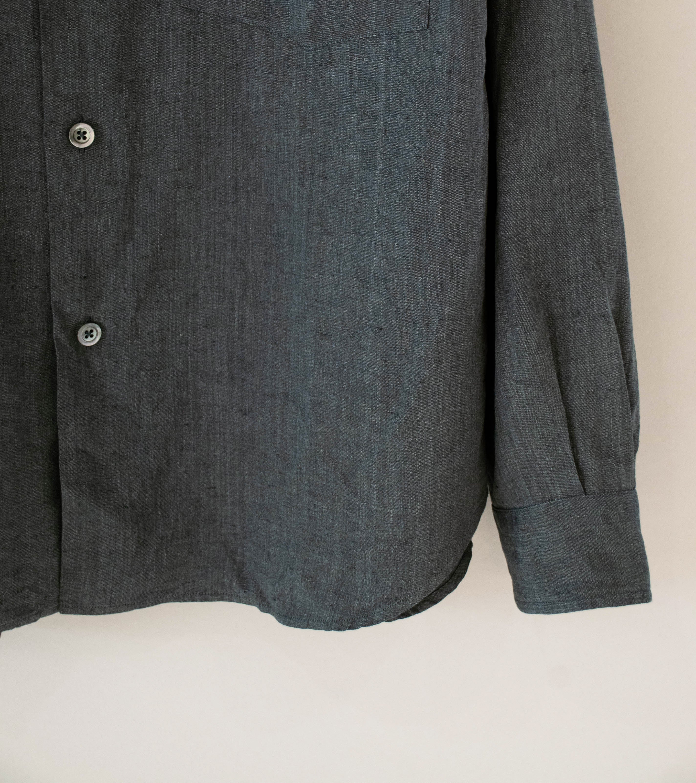 Margaret Howell 'Basic Shirt' (Asphalt Yarn Dye Linen) - Image 4
