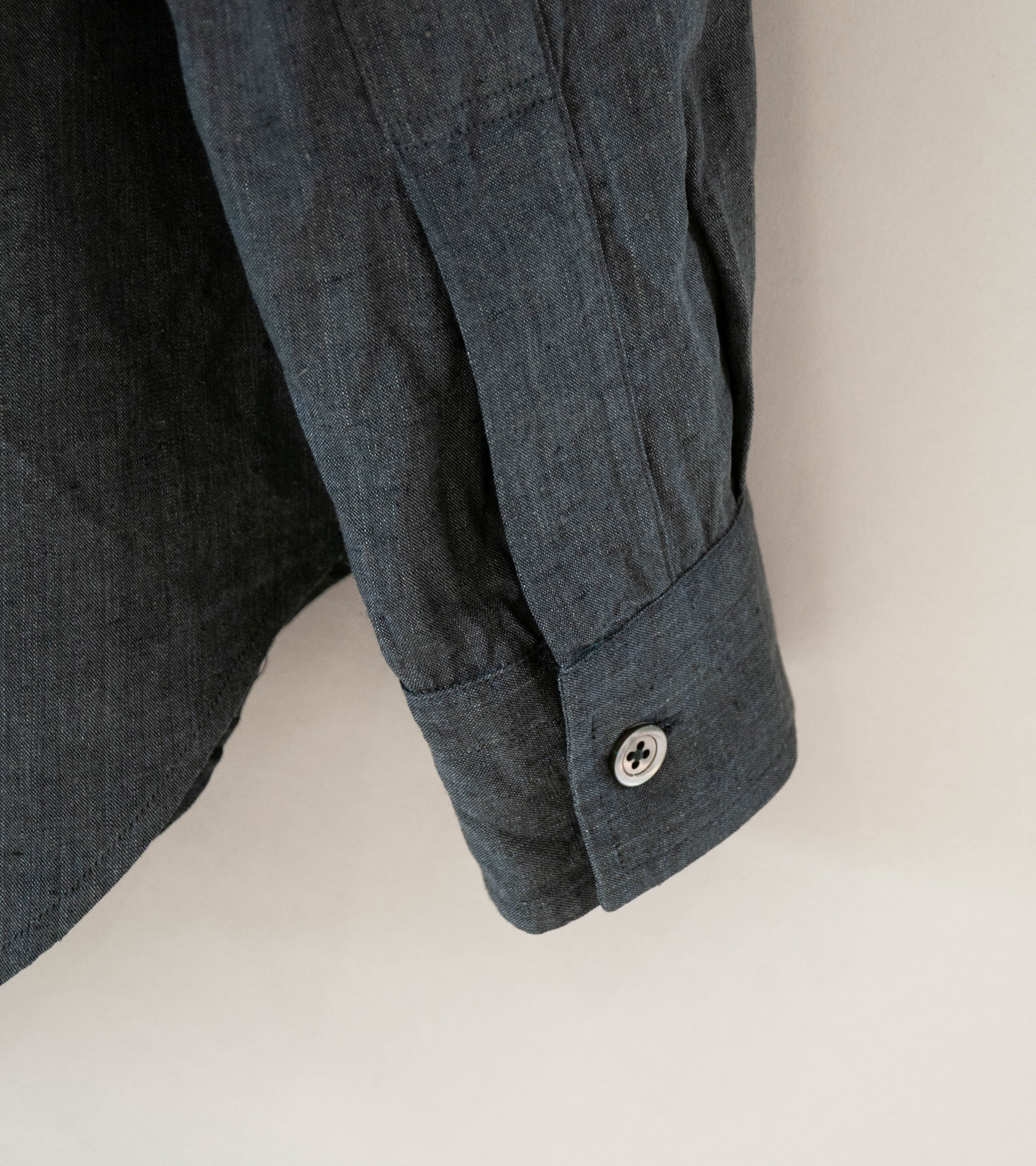 Margaret Howell 'Basic Shirt' (Asphalt Yarn Dye Linen) - Image 7