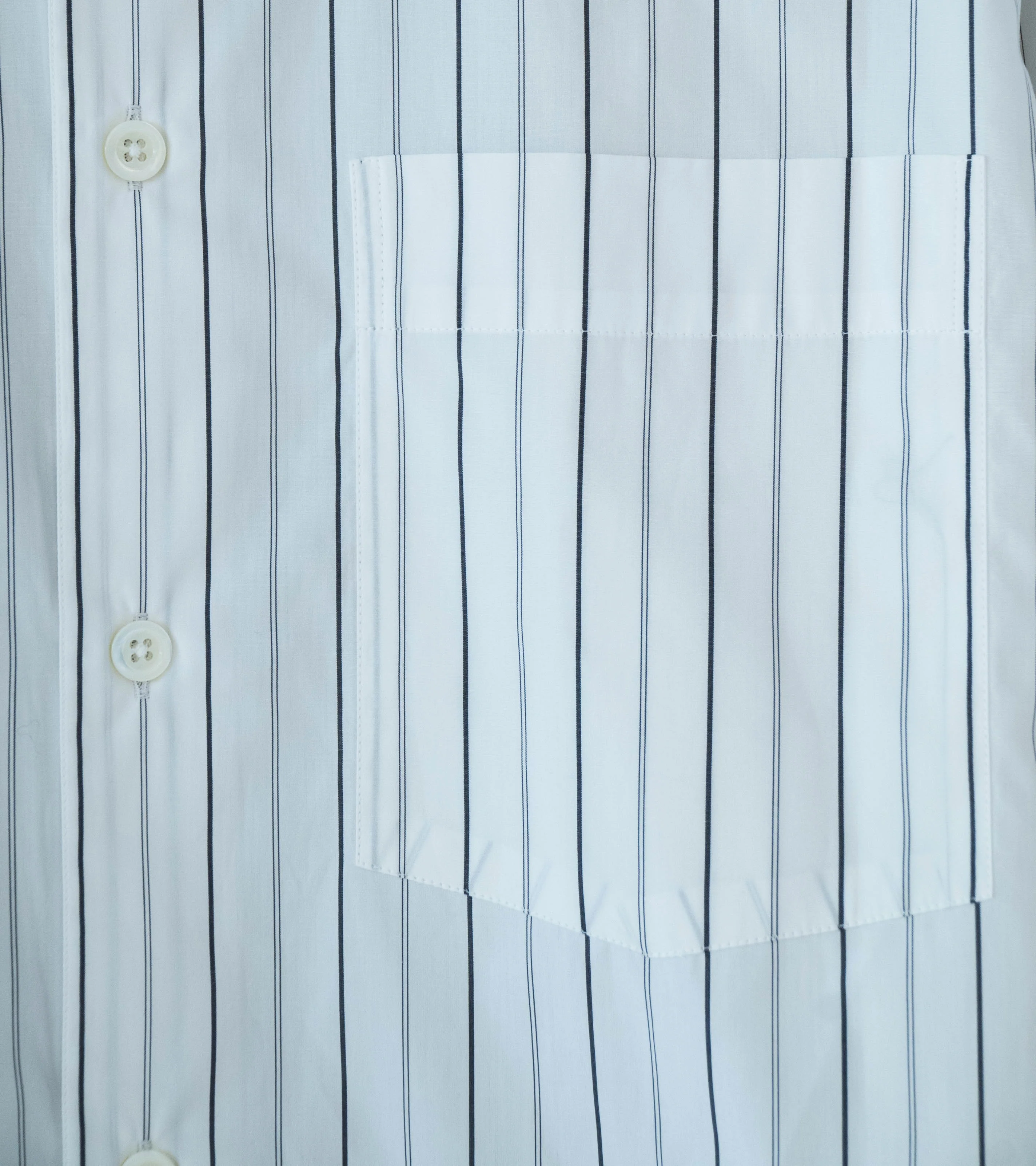 Margaret Howell 'Basic Shirt' (White Charcoal Wide Graphic Stripe Cotton) - Image 3