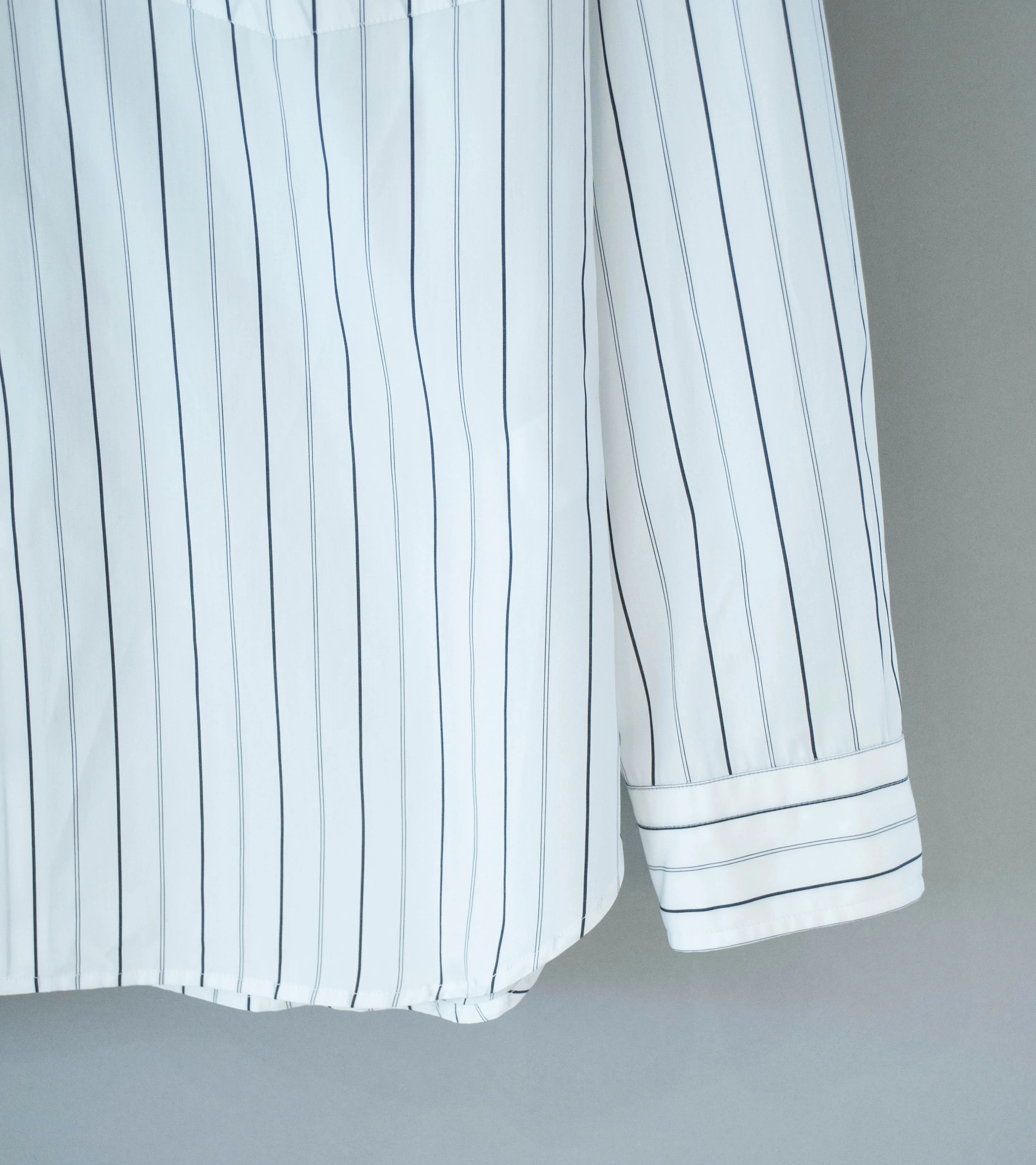 Margaret Howell 'Basic Shirt' (White Charcoal Wide Graphic Stripe Cotton) - Image 4