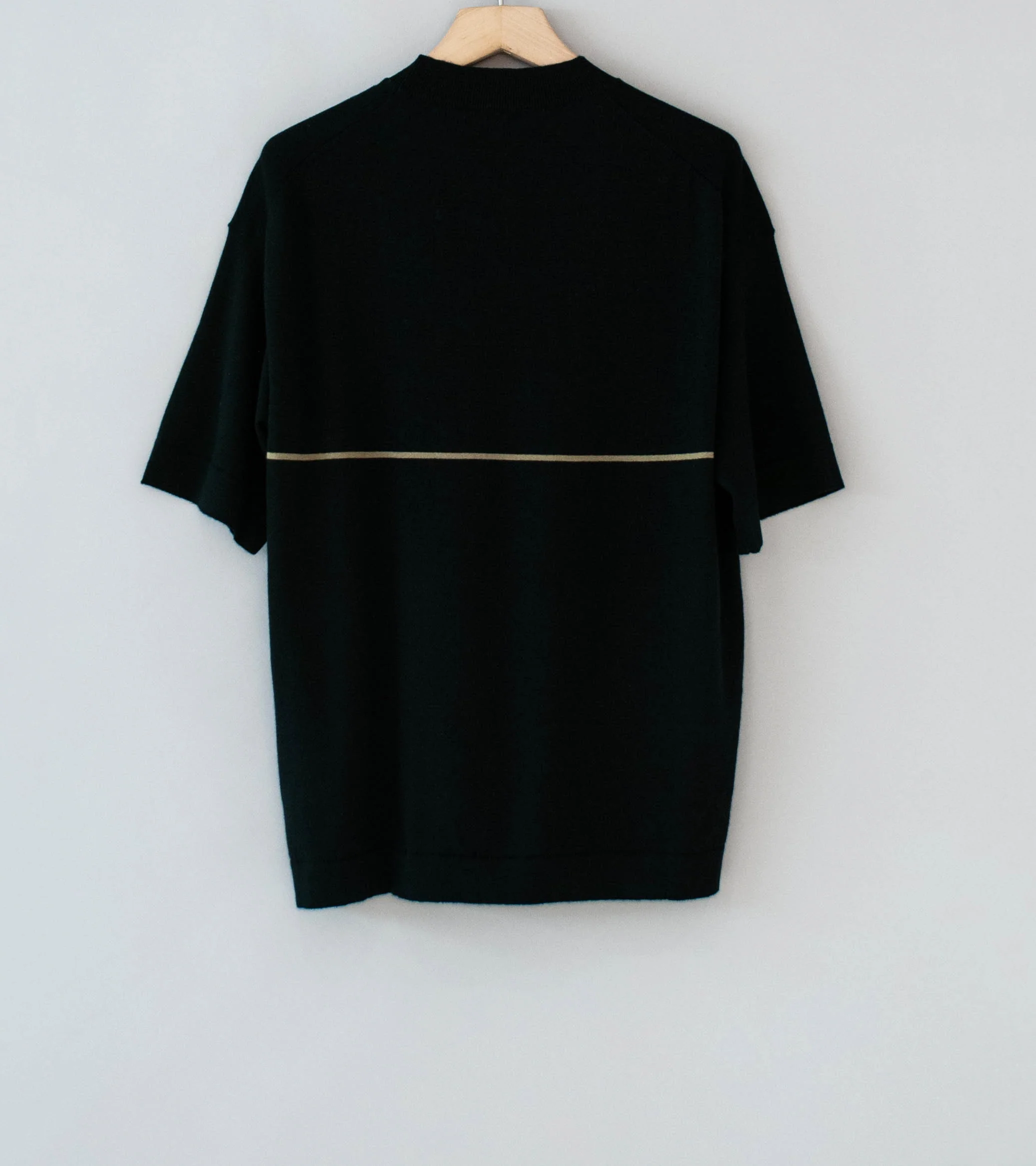 Margaret Howell 'Fine Stripe T-Shirt' (Black Fine Cotton Merino) - Image 5