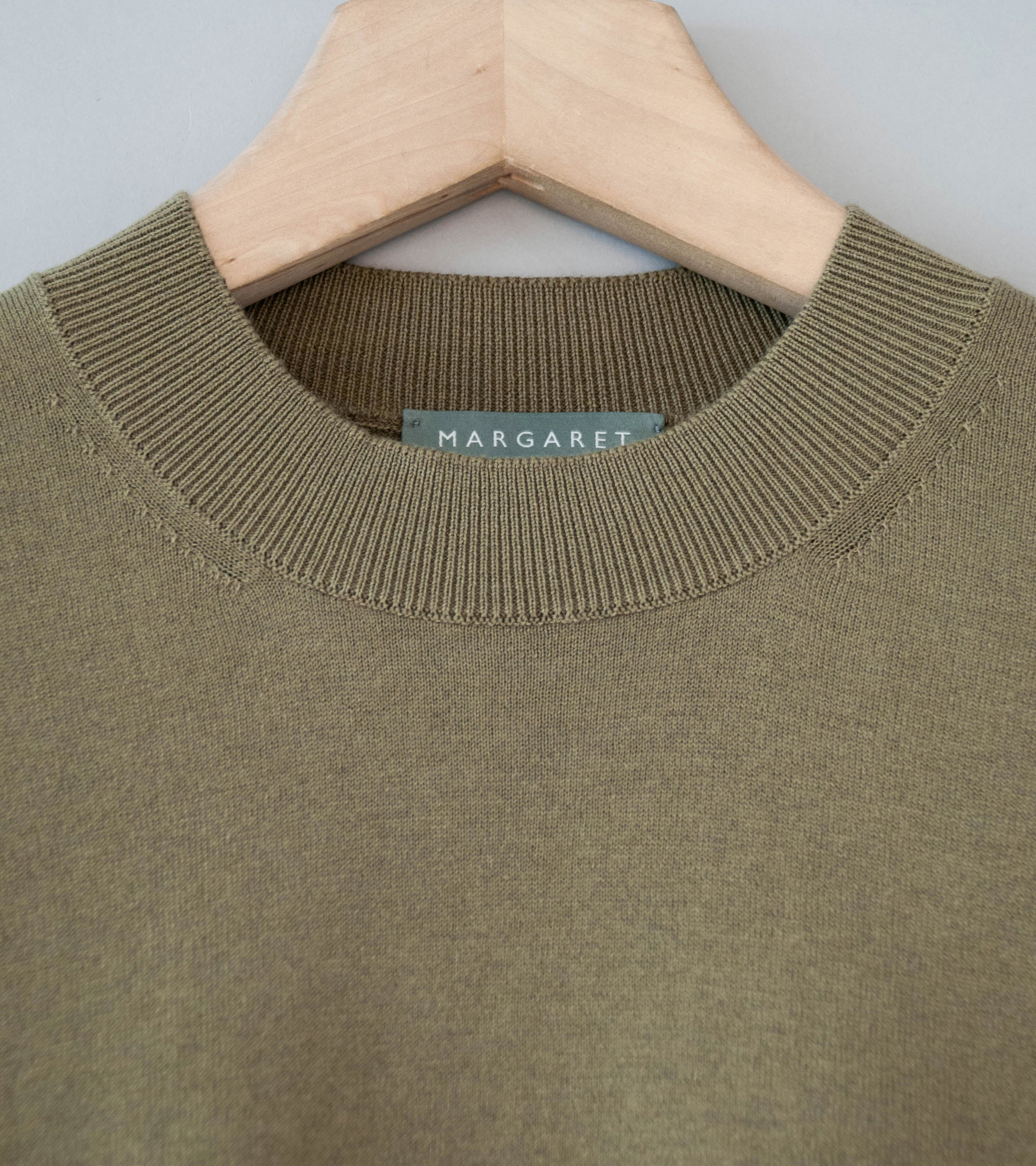 Margaret Howell 'Fine Stripe T-Shirt' (Lichen Fine Cotton Merino) - Image 4