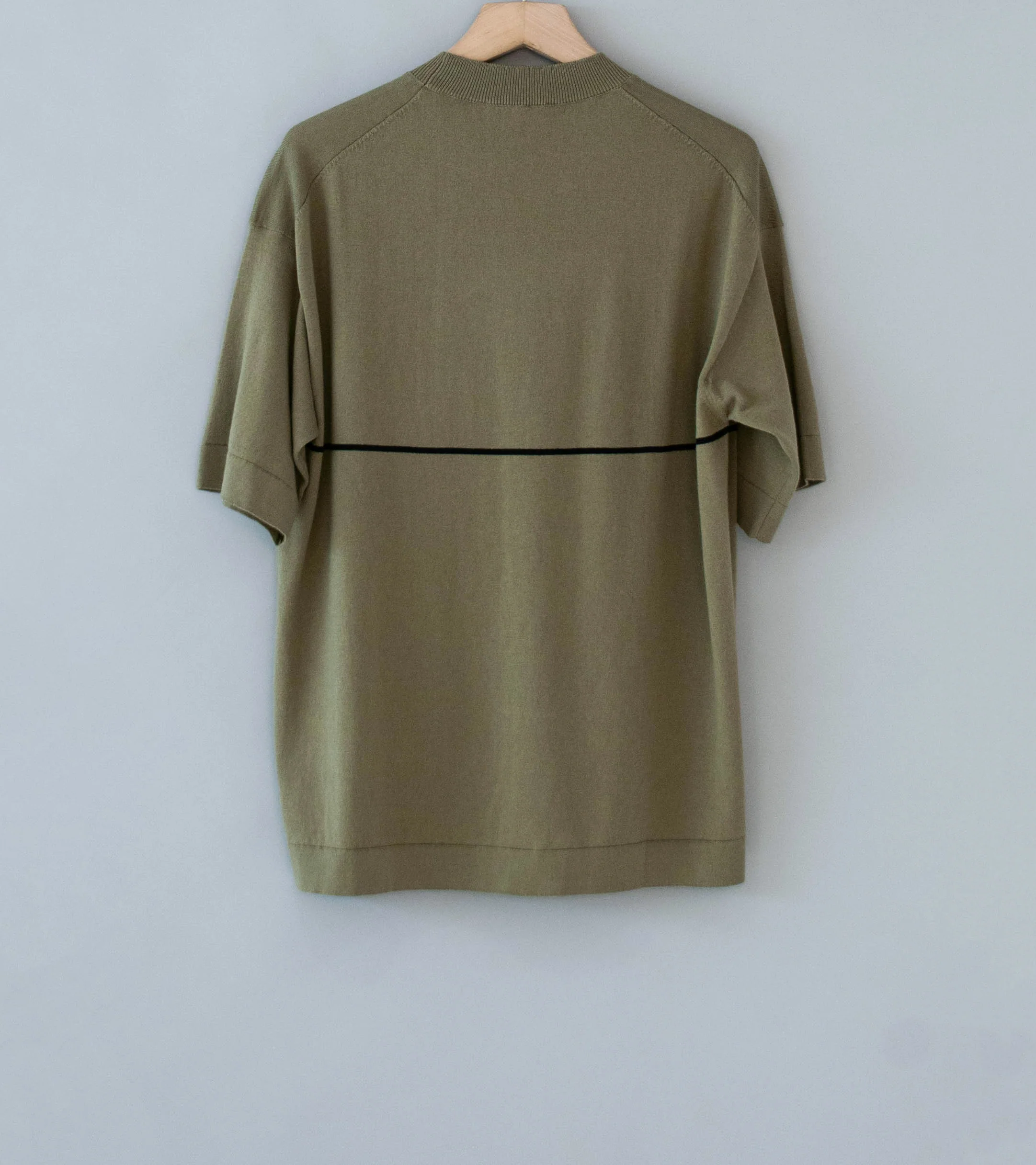 Margaret Howell 'Fine Stripe T-Shirt' (Lichen Fine Cotton Merino) - Image 5