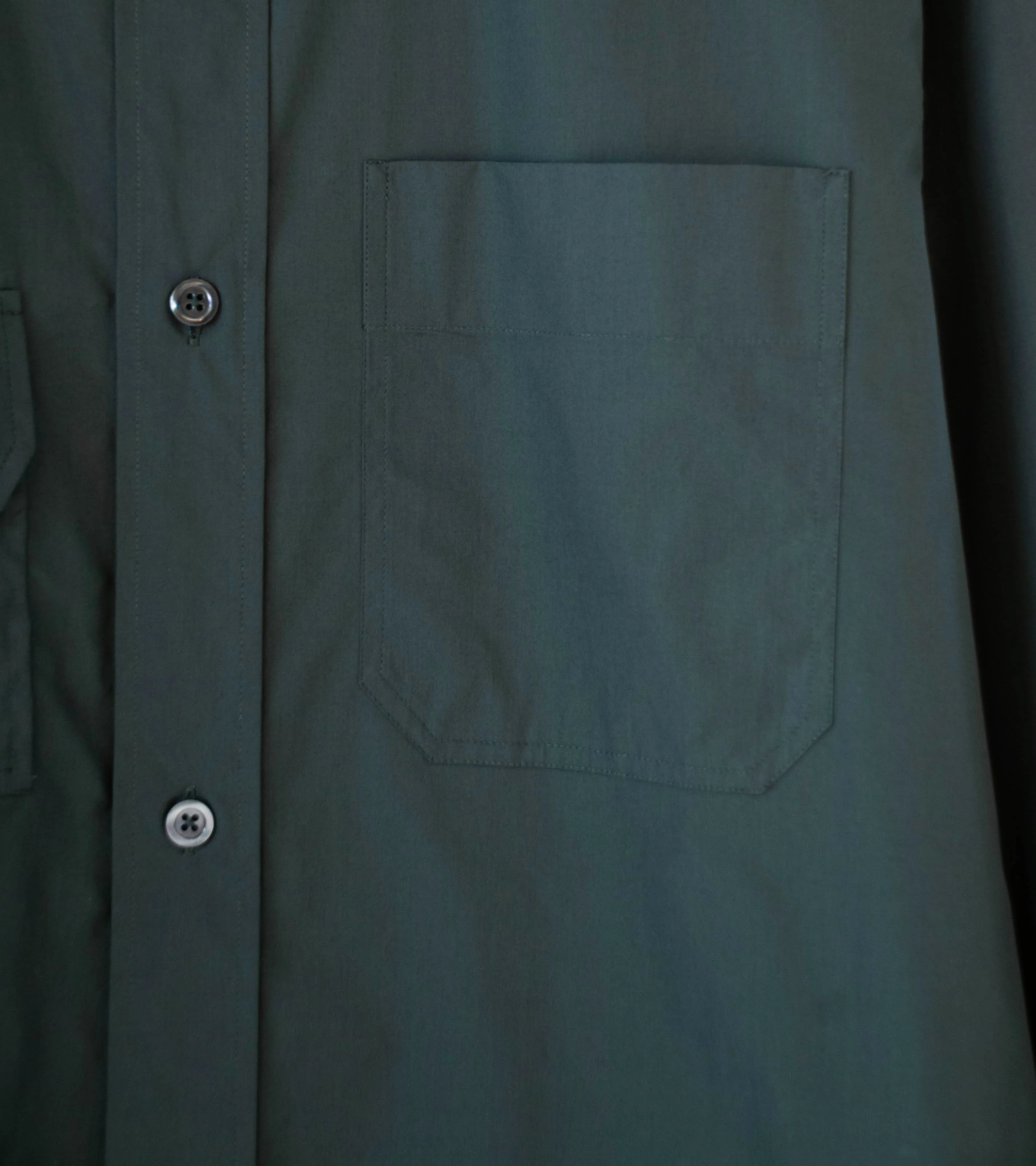 Margaret Howell 'Odd Pocket Shirt' (Dark Teal Double Twist Cotton Poplin) - Image 3