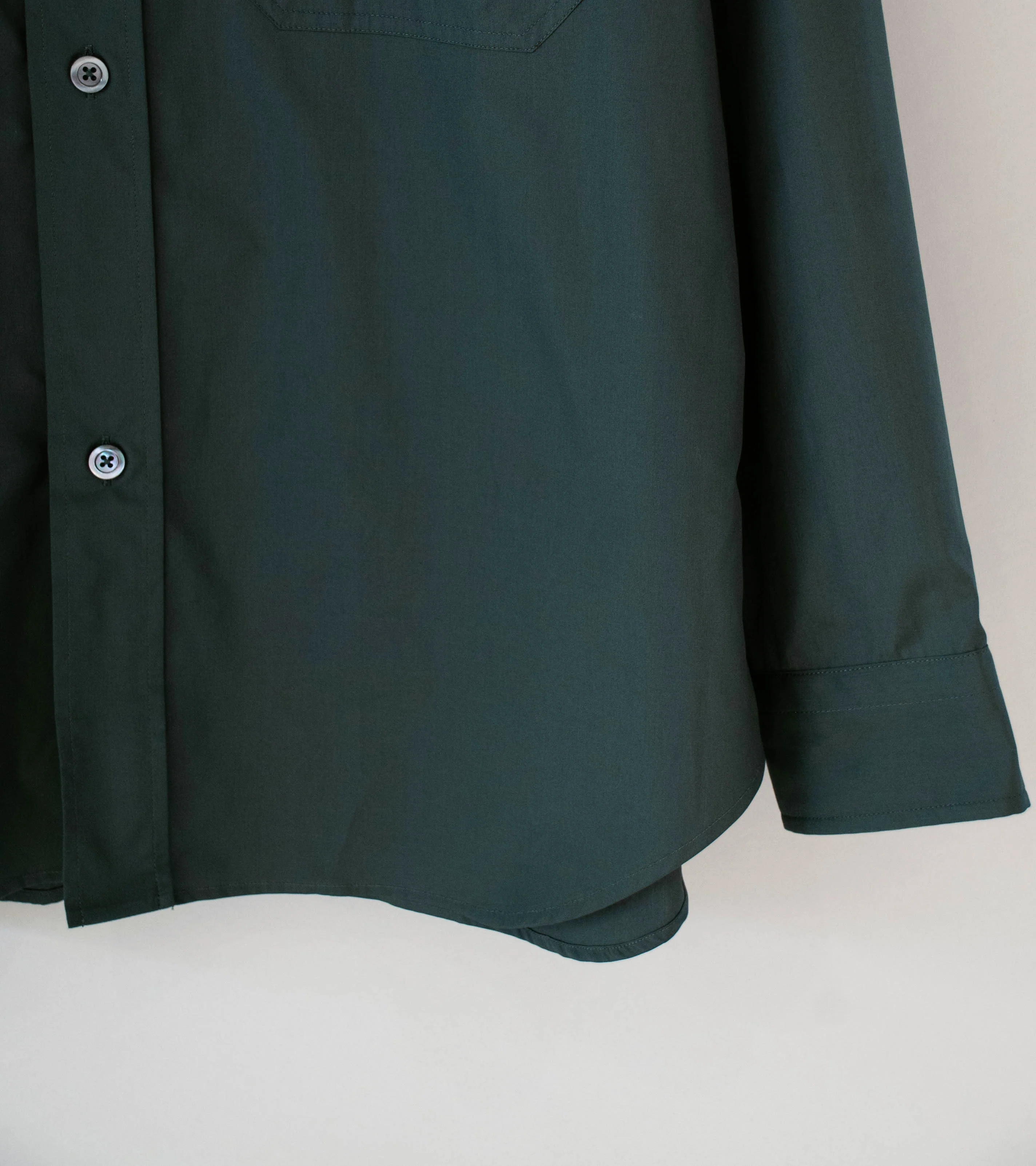 Margaret Howell 'Odd Pocket Shirt' (Dark Teal Double Twist Cotton Poplin) - Image 4
