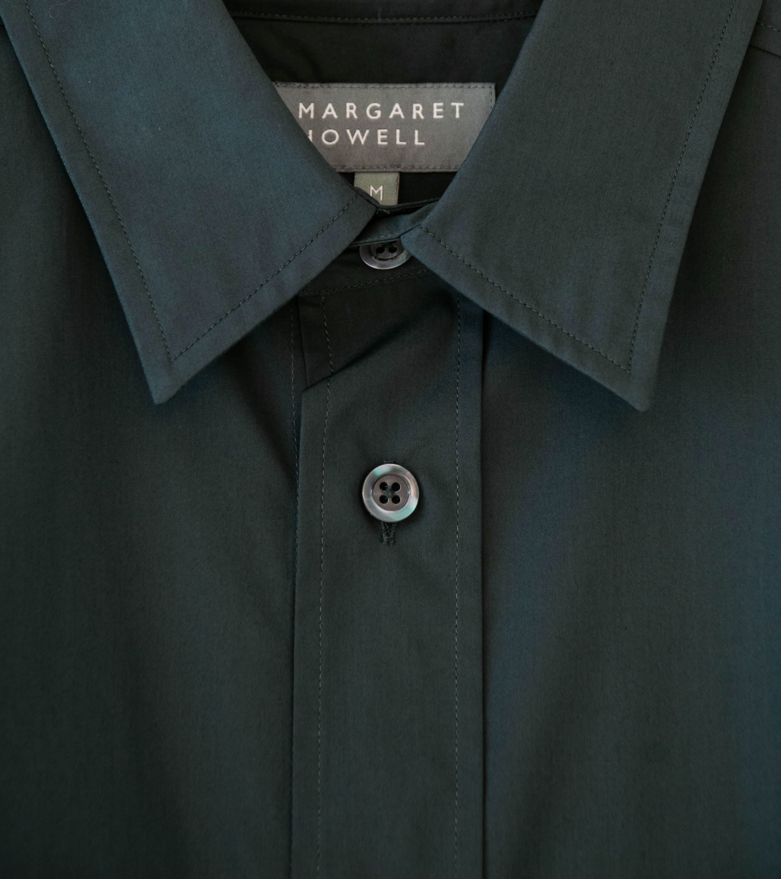 Margaret Howell 'Odd Pocket Shirt' (Dark Teal Double Twist Cotton Poplin) - Image 6