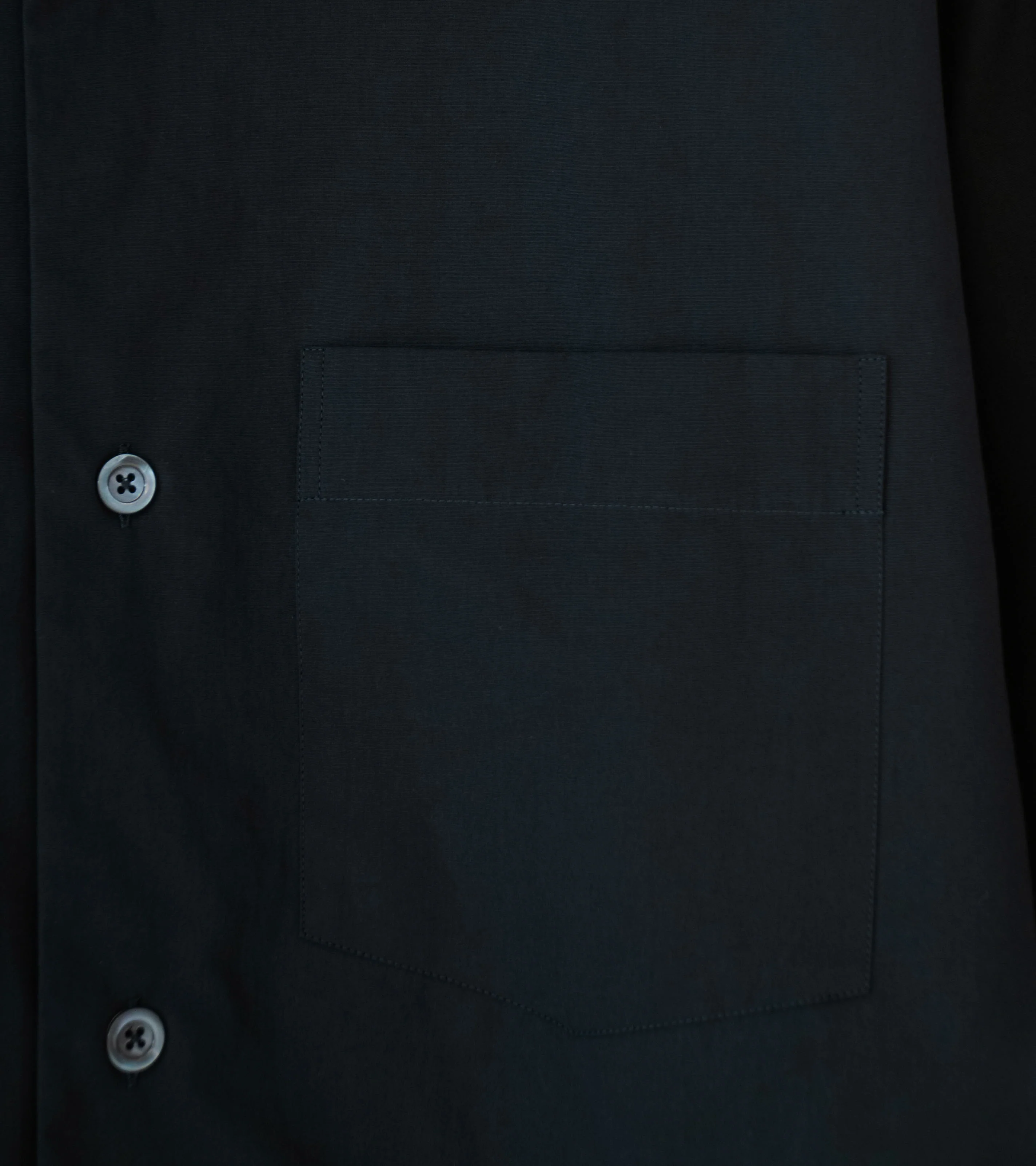 Margaret Howell 'Revere Collar Shirt' (Black Cotton Blend) - Image 3