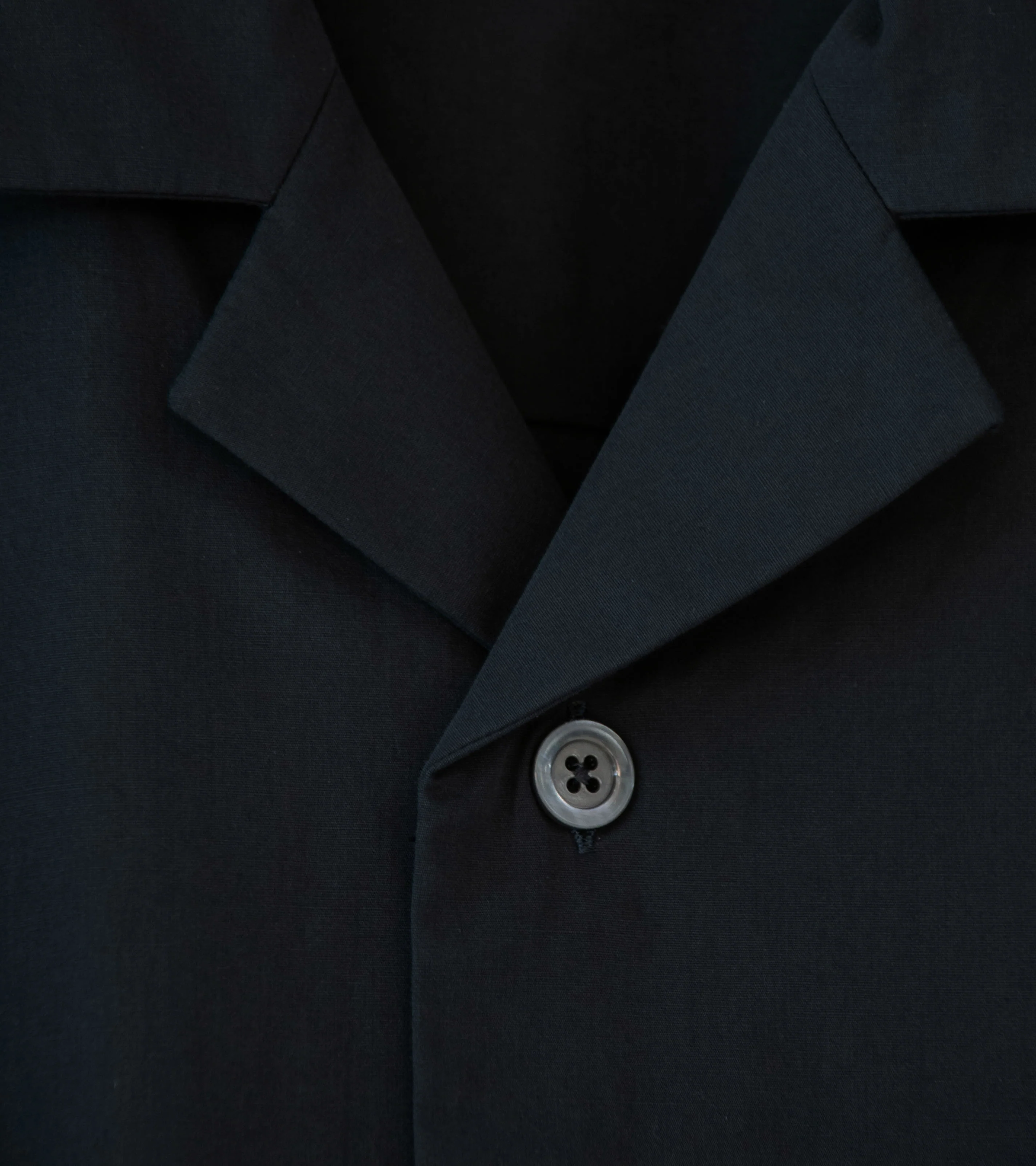 Margaret Howell 'Revere Collar Shirt' (Black Cotton Blend) - Image 5