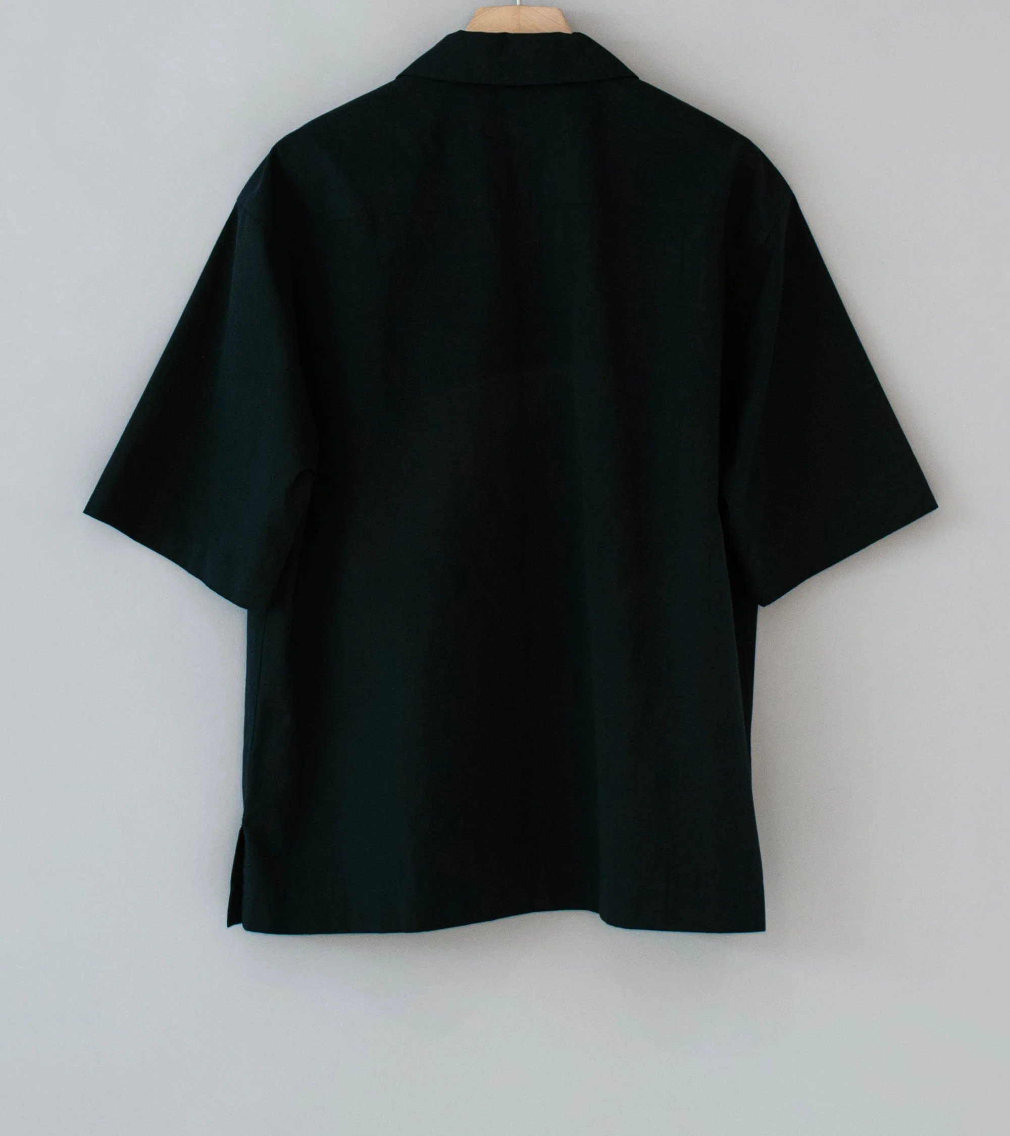 Margaret Howell 'Revere Collar Shirt' (Black Cotton Blend) - Image 6