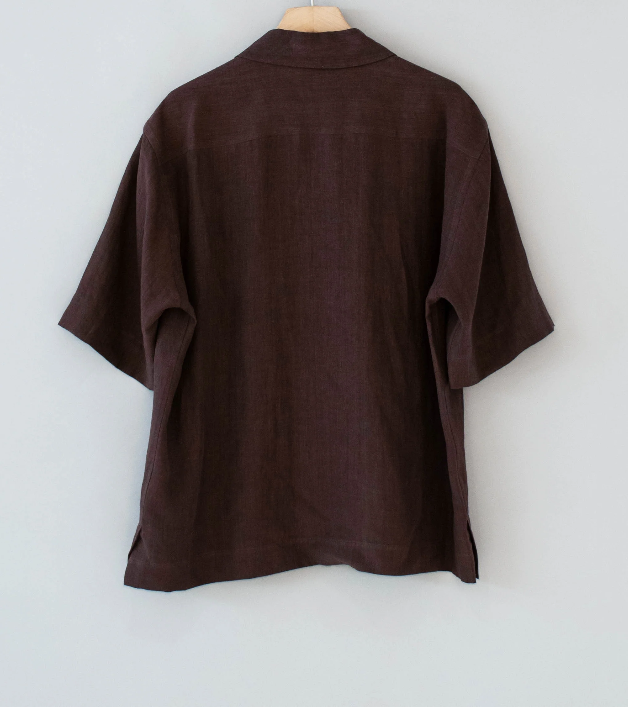 Margaret Howell 'Revere Collar Shirt' (Mahogany Soft Linen Poplin) - Image 6