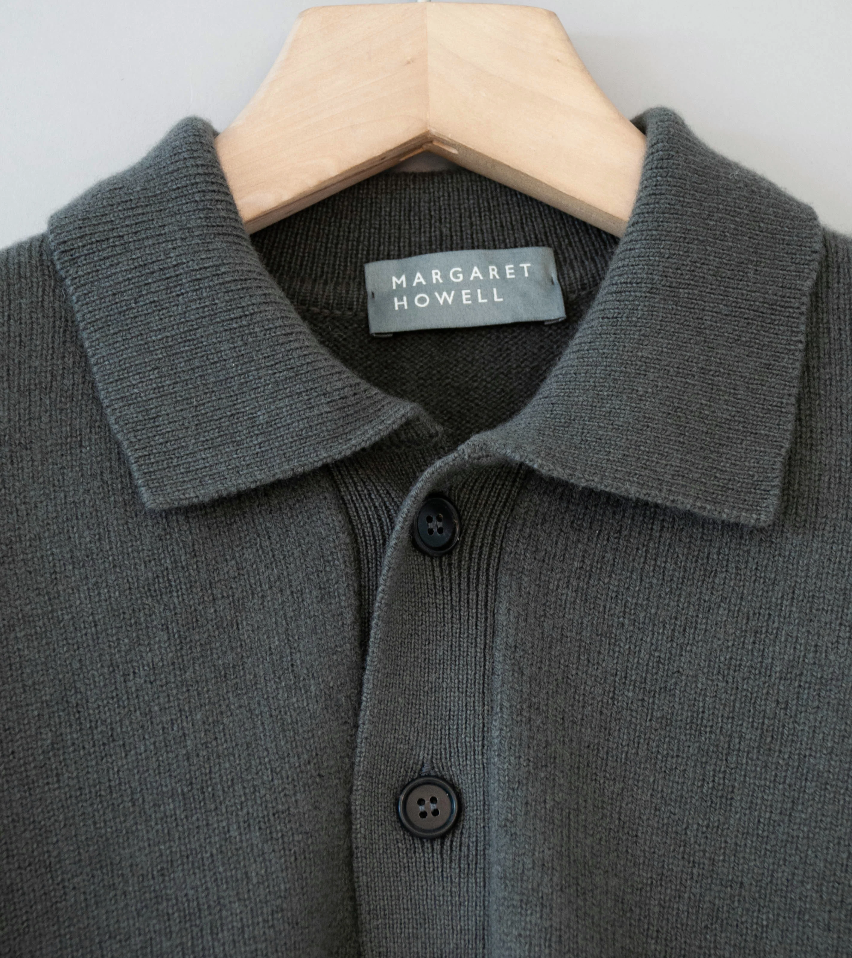 Margaret Howell 'Seamless Pocket Polo Shirt' (Graphite Cashmere Merino) - Image 6