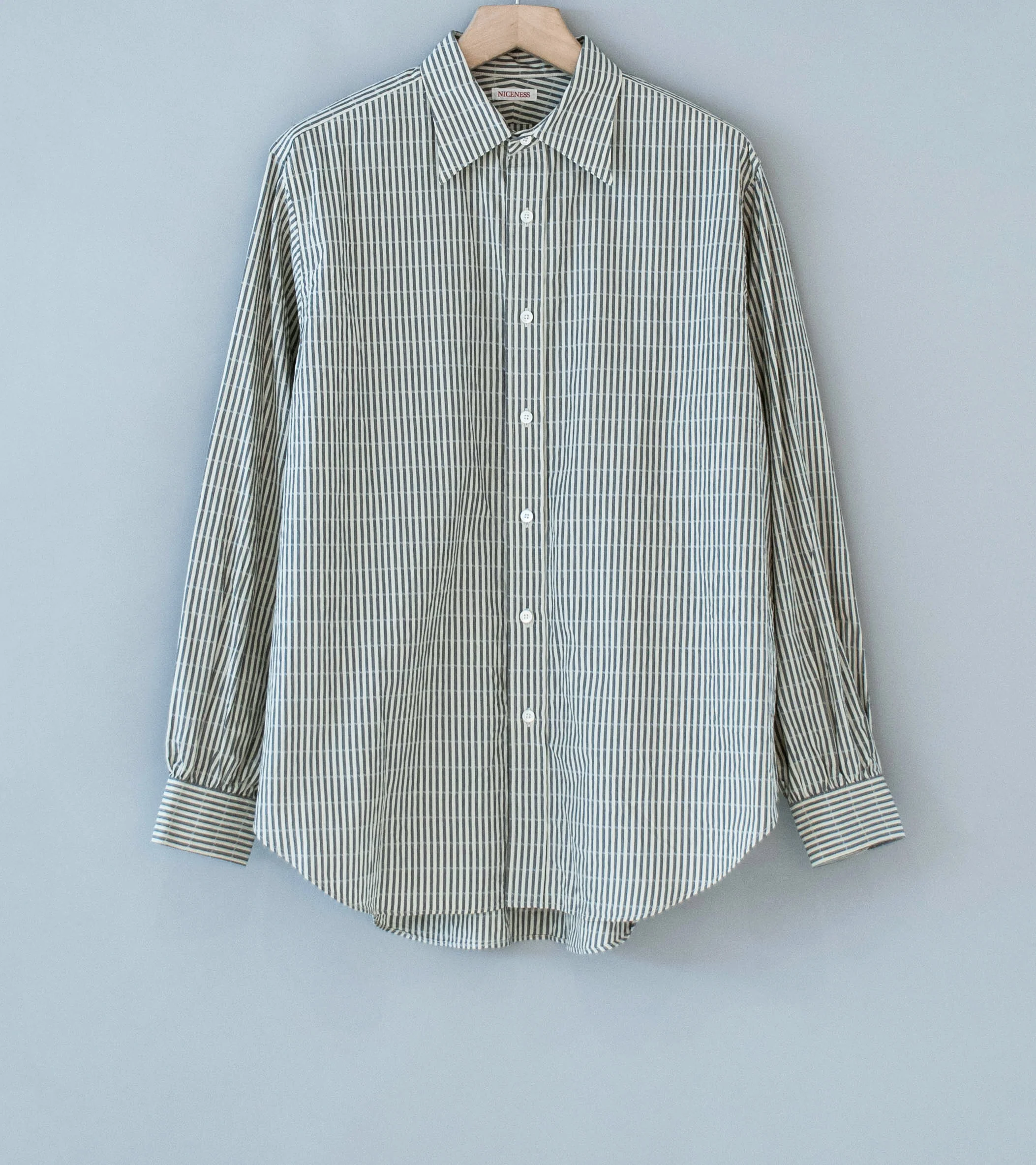 Niceness 'CLEMENT Dobby Stripe Regular Collar Dress Shirt' (Gray)