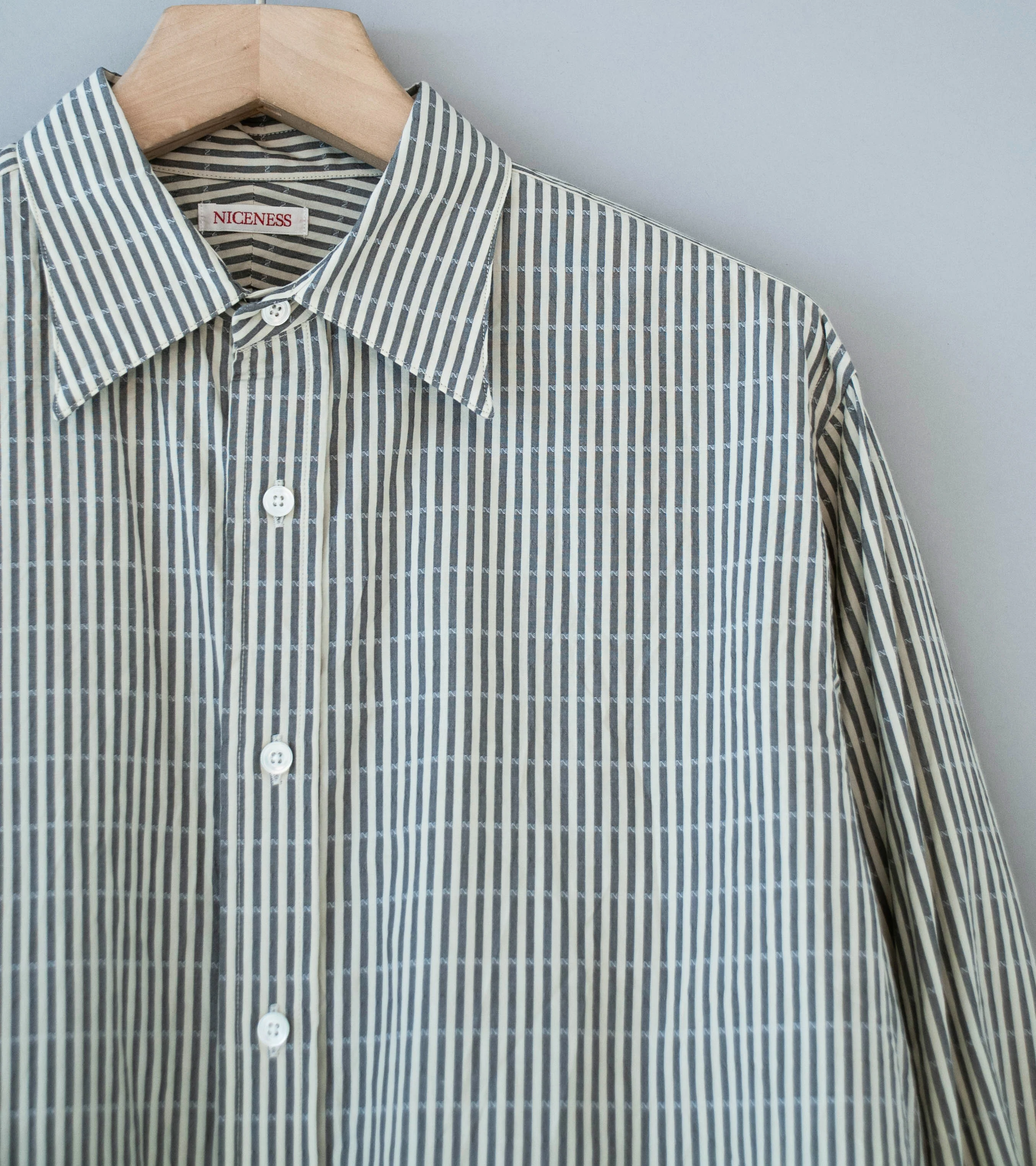 Niceness 'CLEMENT Dobby Stripe Regular Collar Dress Shirt' (Gray) - Image 2