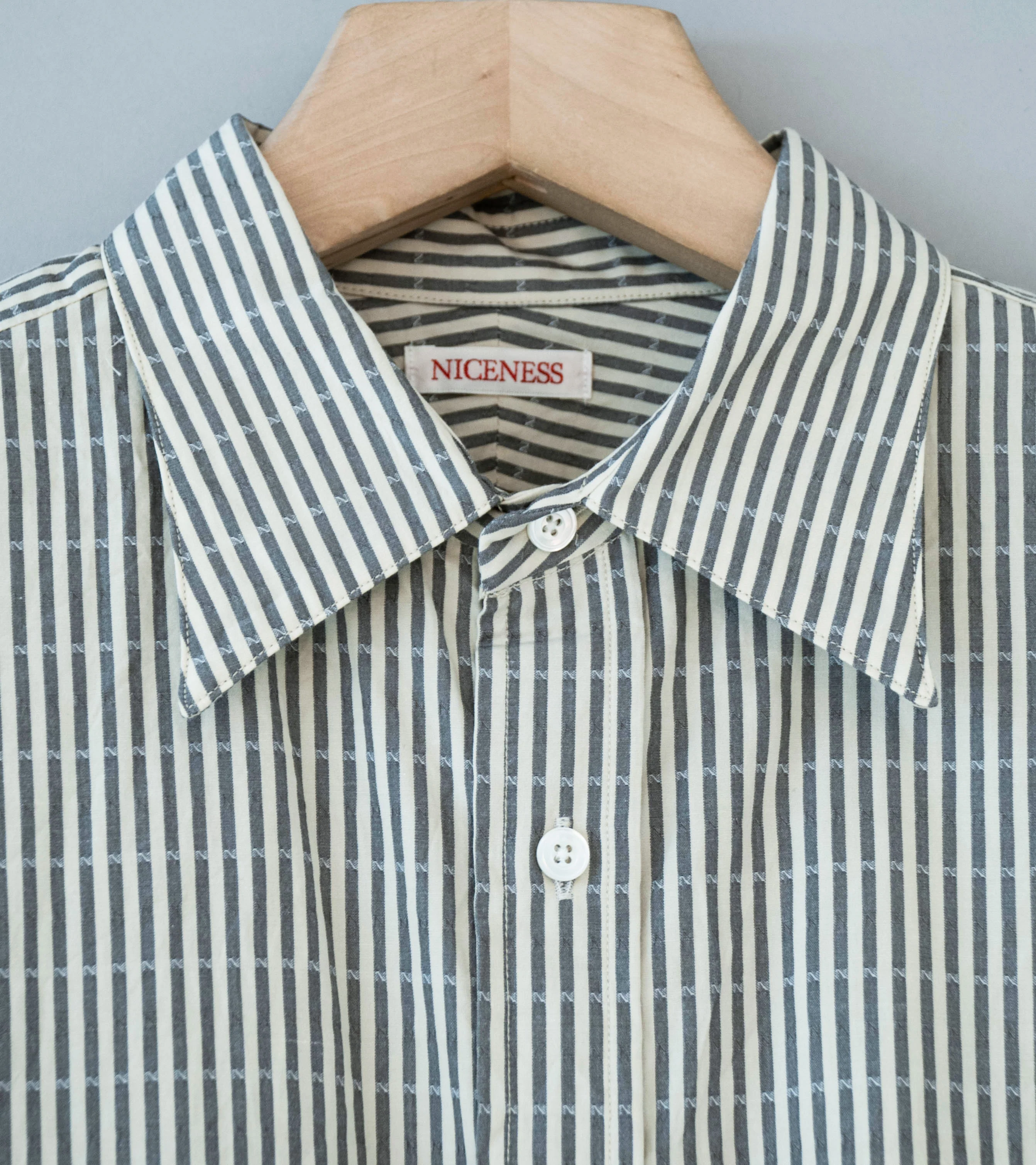 Niceness 'CLEMENT Dobby Stripe Regular Collar Dress Shirt' (Gray) - Image 4