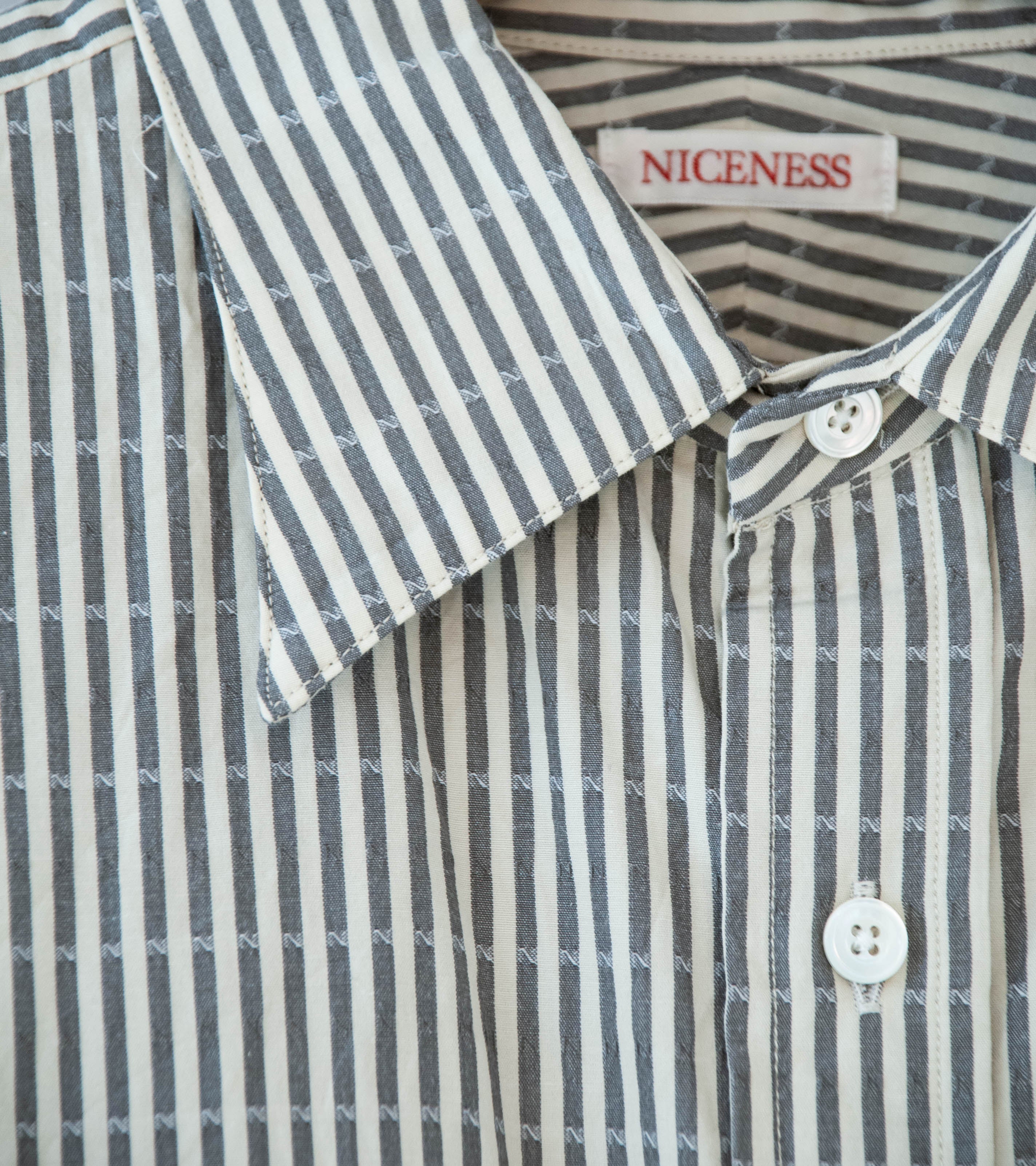 Niceness 'CLEMENT Dobby Stripe Regular Collar Dress Shirt' (Gray) - Image 5