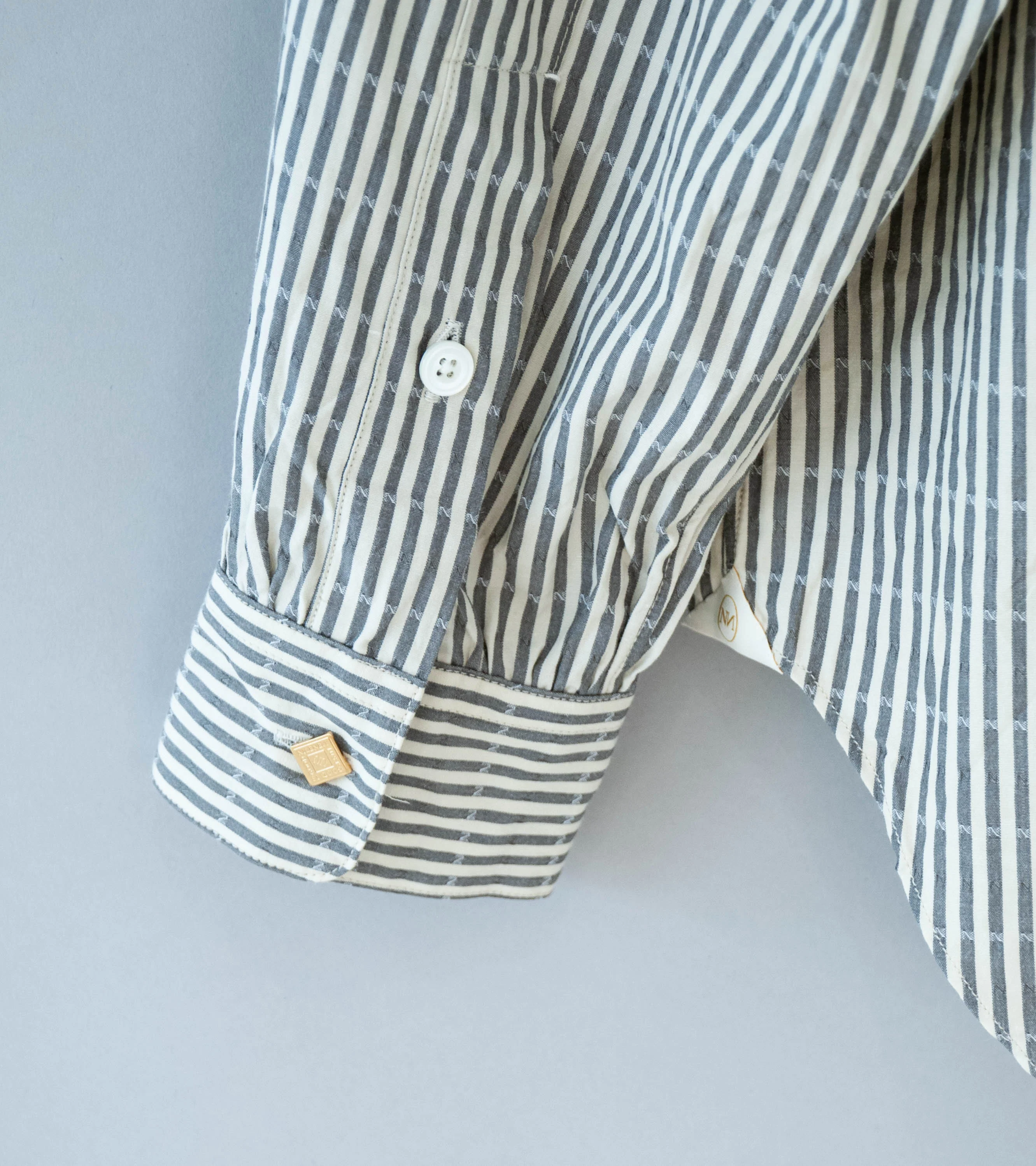 Niceness 'CLEMENT Dobby Stripe Regular Collar Dress Shirt' (Gray) - Image 8