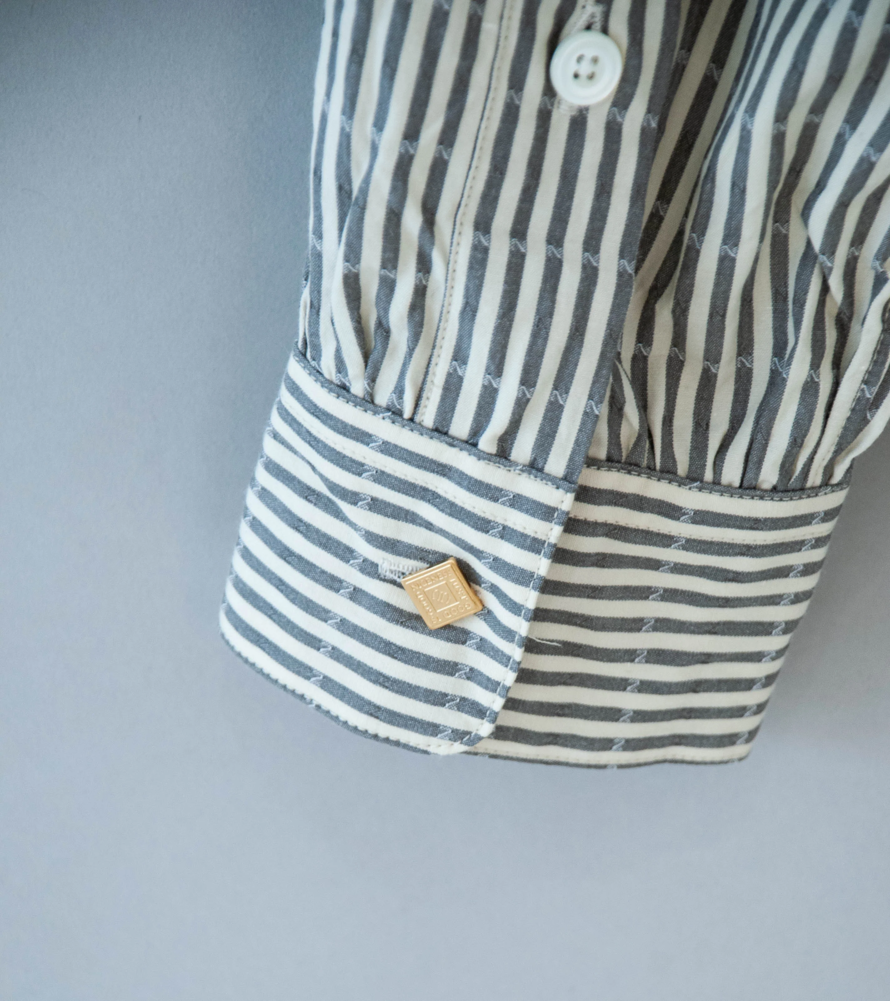 Niceness 'CLEMENT Dobby Stripe Regular Collar Dress Shirt' (Gray) - Image 9
