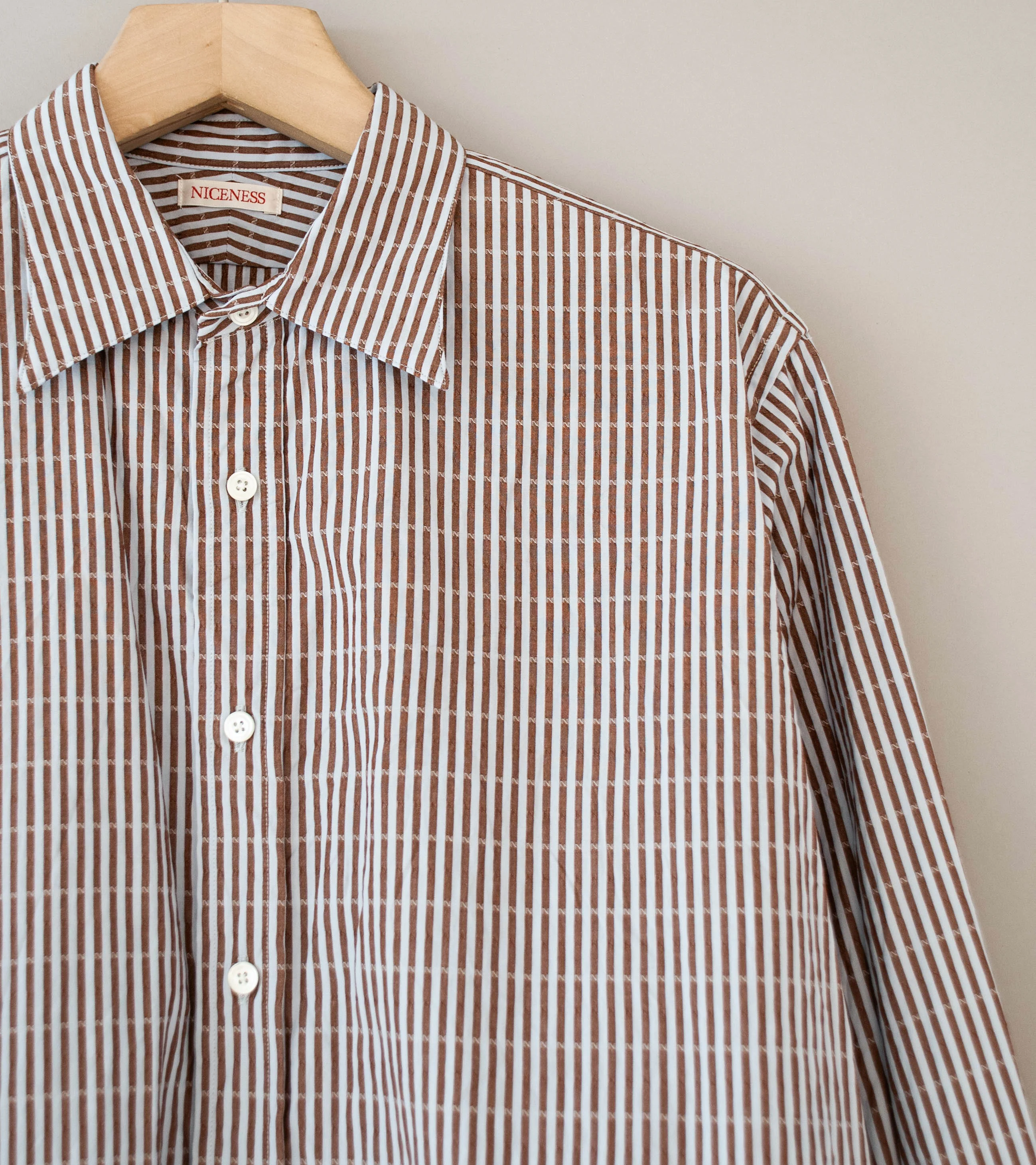Niceness 'CLEMENT Dobby Stripe Regular Collar Dress Shirt' (Blue) - Image 2
