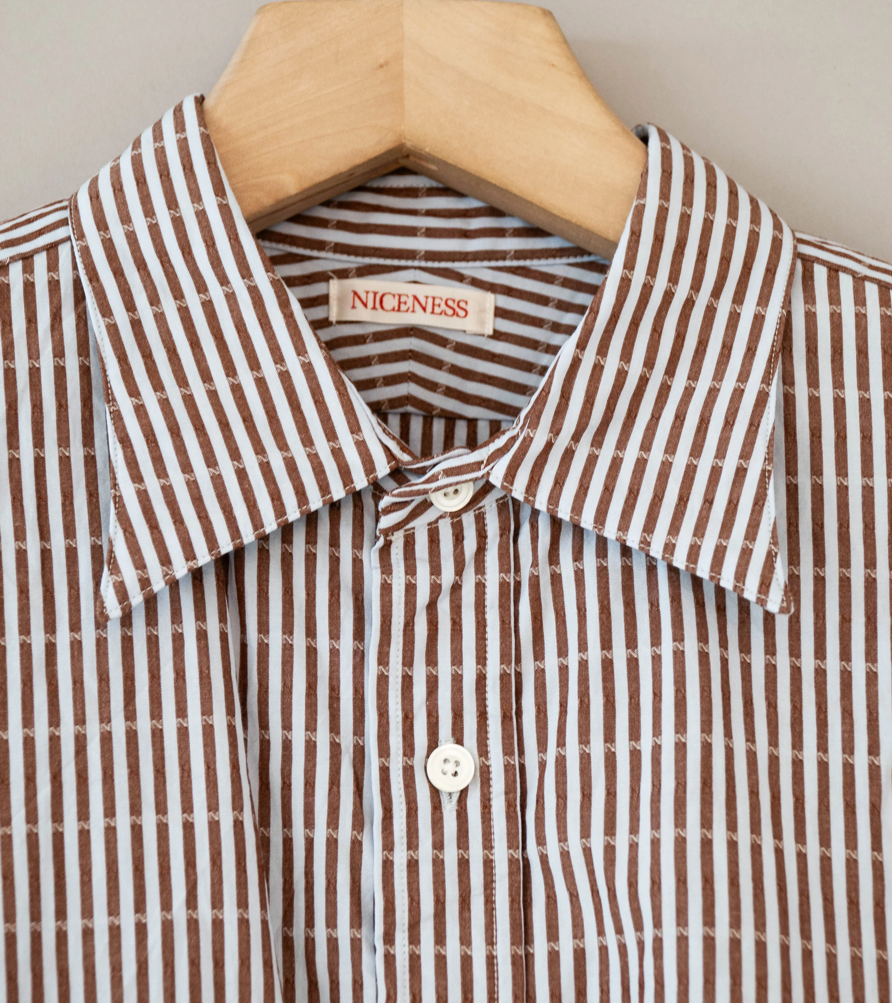 Niceness 'CLEMENT Dobby Stripe Regular Collar Dress Shirt' (Blue) - Image 4