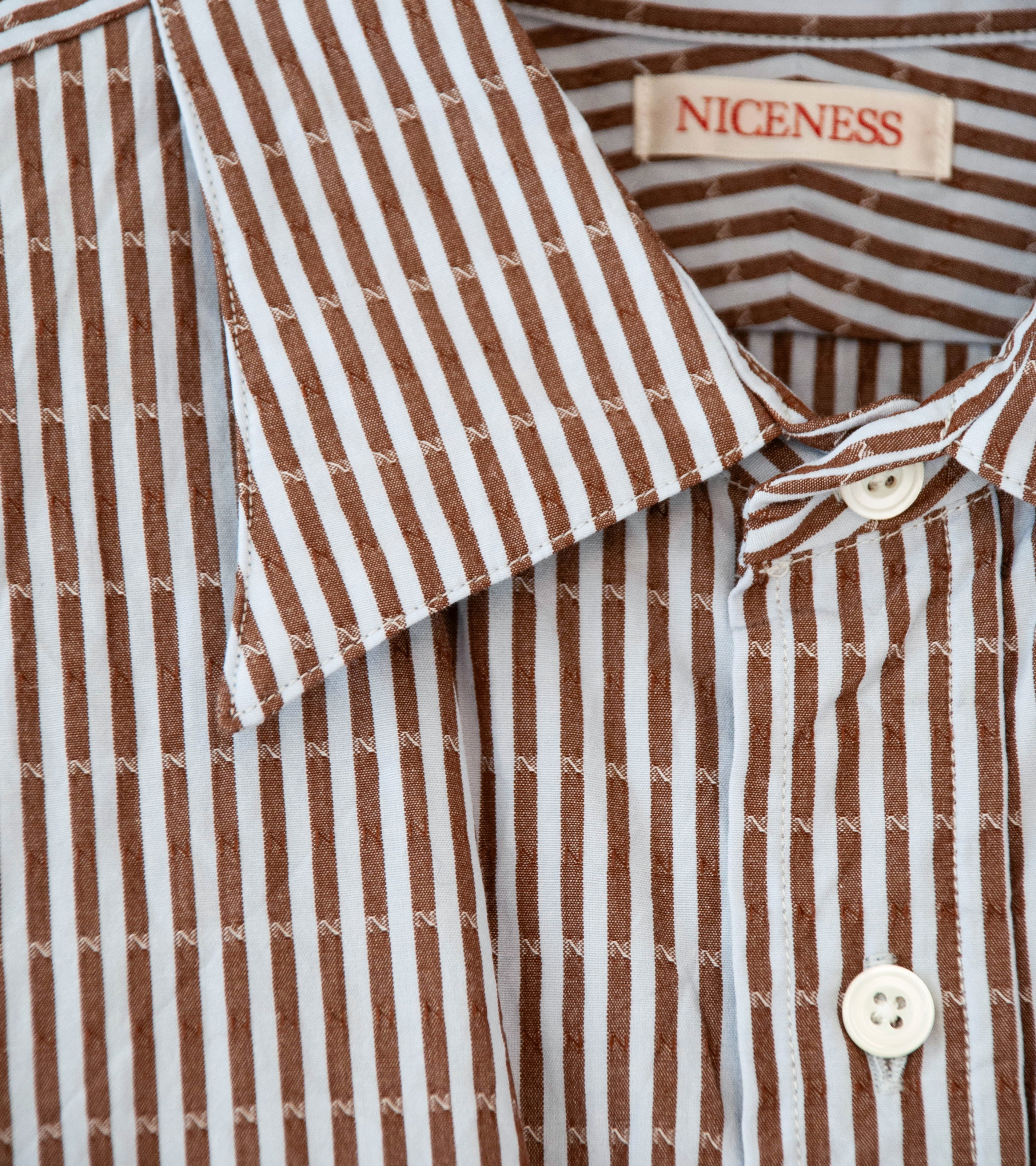 Niceness 'CLEMENT Dobby Stripe Regular Collar Dress Shirt' (Blue) - Image 5