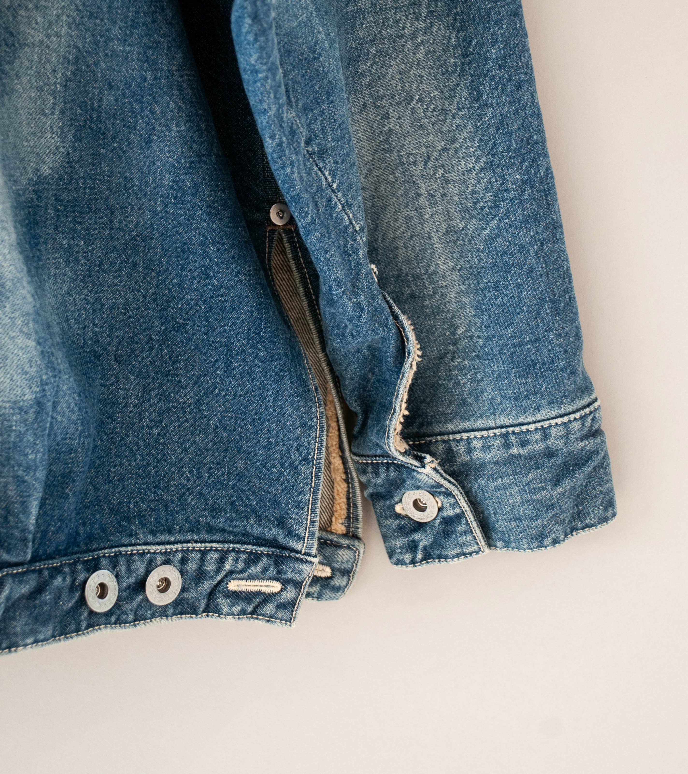 Niceness 'D.THORNHILL Distressed Denim Trucker Jacket' (Indigo) - Image 11