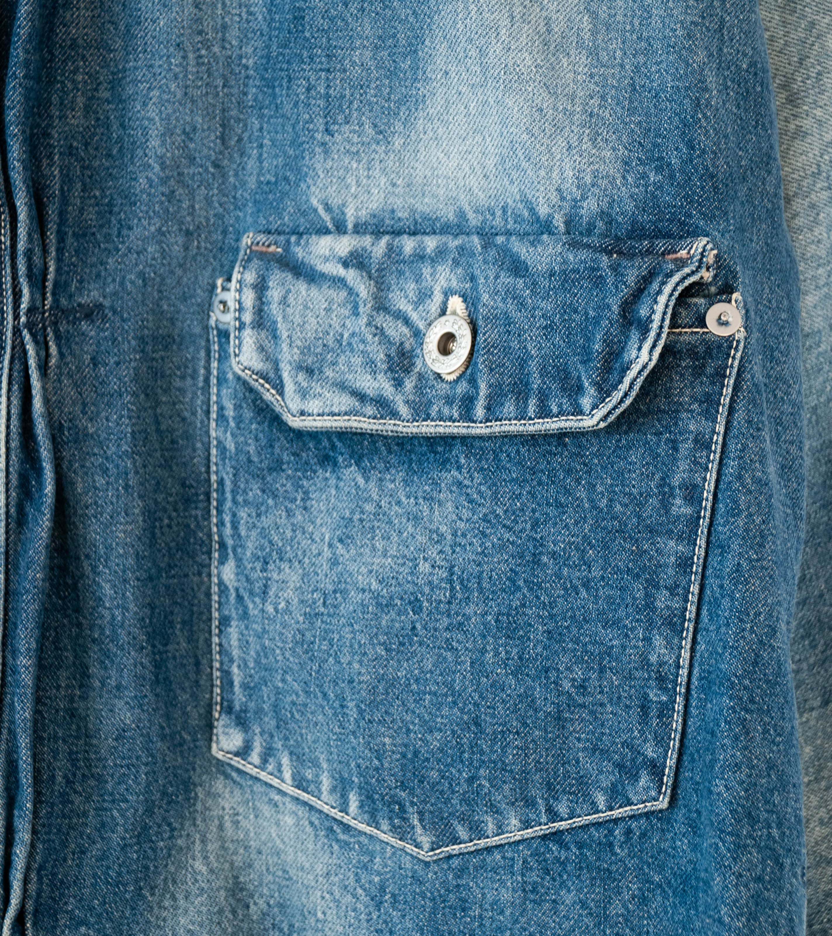 Niceness 'D.THORNHILL Distressed Denim Trucker Jacket' (Indigo) - Image 3