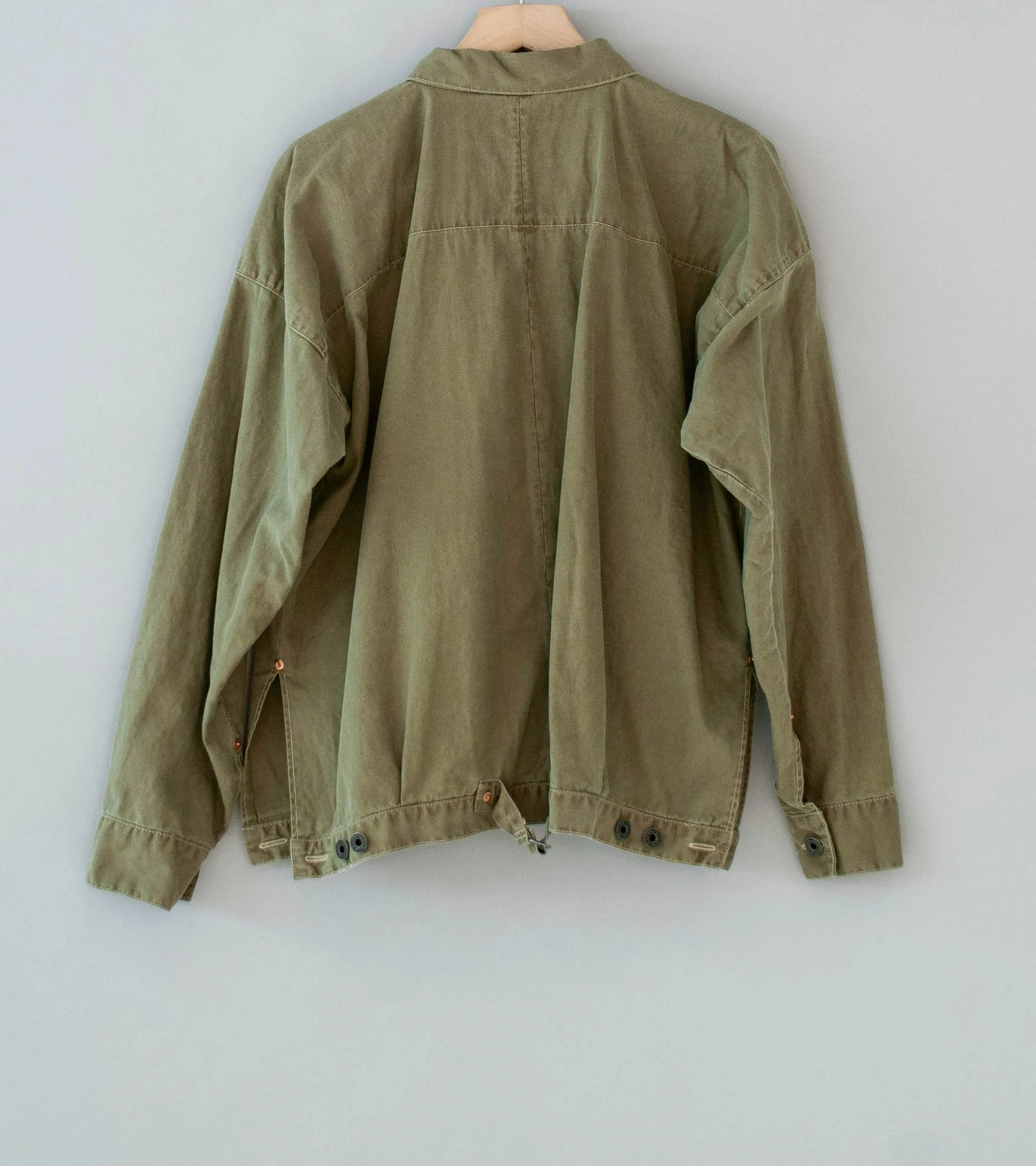 Niceness 'H.THORNHILL Vintage Treated Herringbone Trucker Jacket' (Khaki) - Image 10