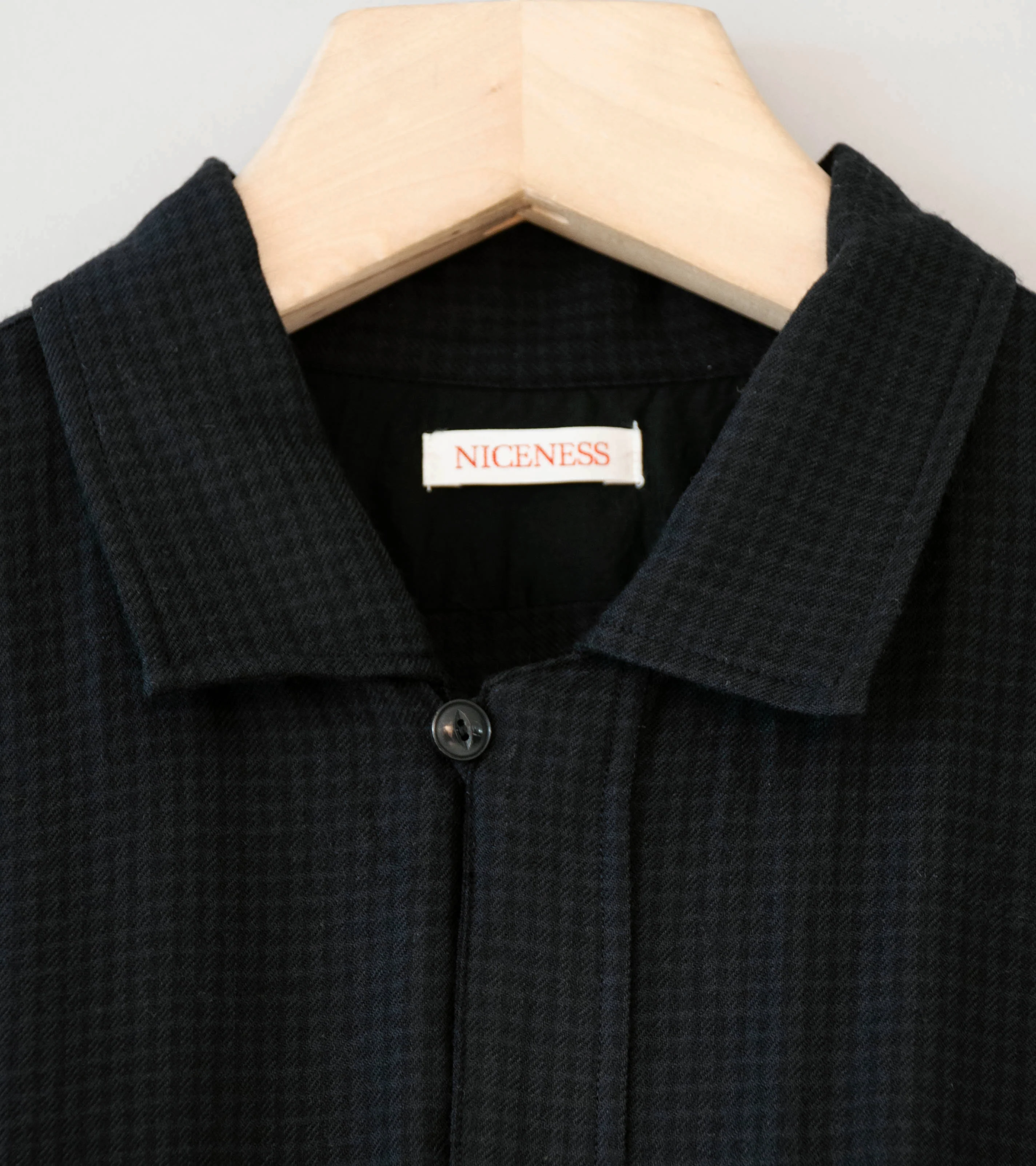 Niceness 'S.COIL Super 140's Open Collar Dress Shirt' (Black) - Image 5
