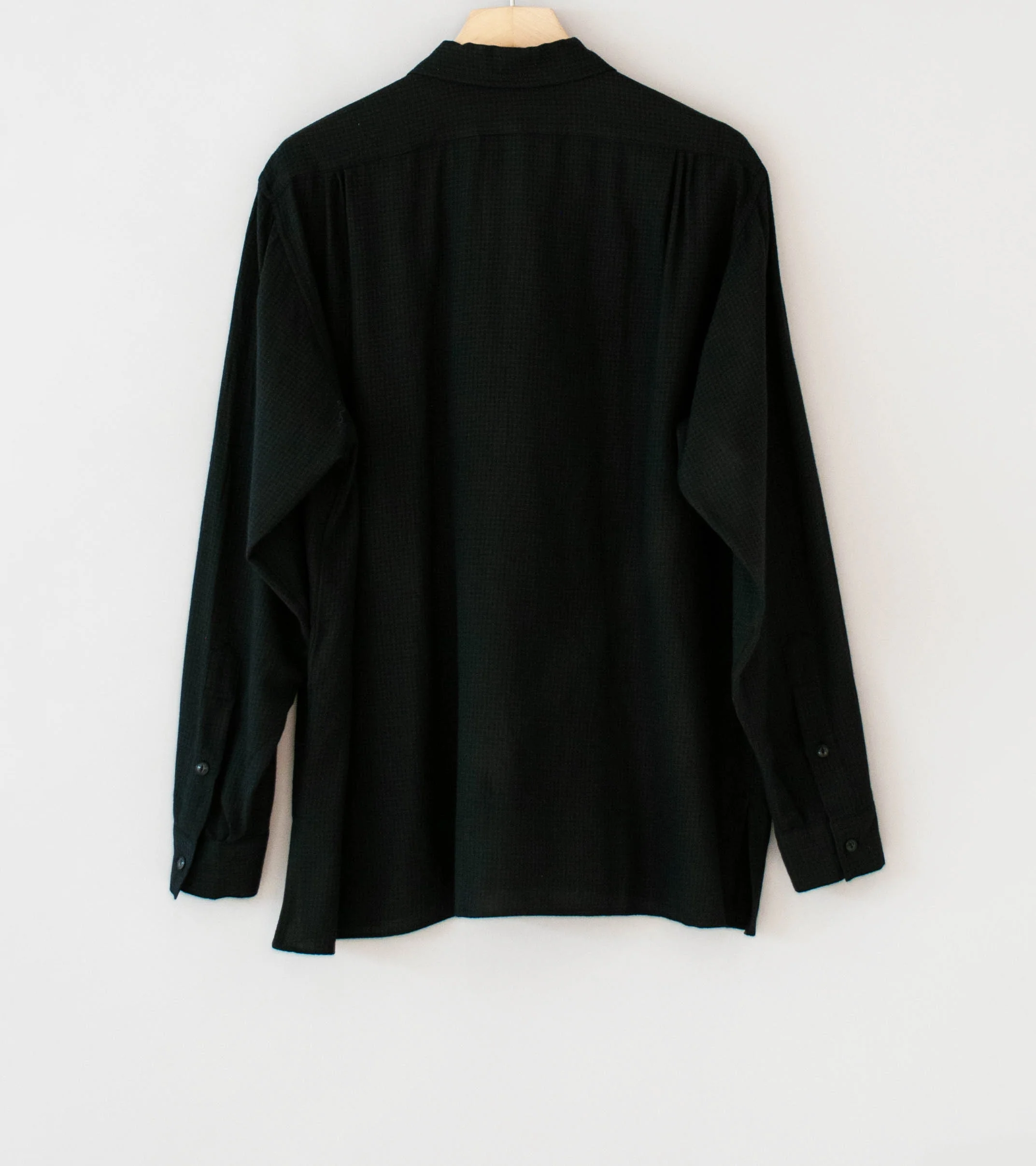Niceness 'S.COIL Super 140's Open Collar Dress Shirt' (Black) - Image 7