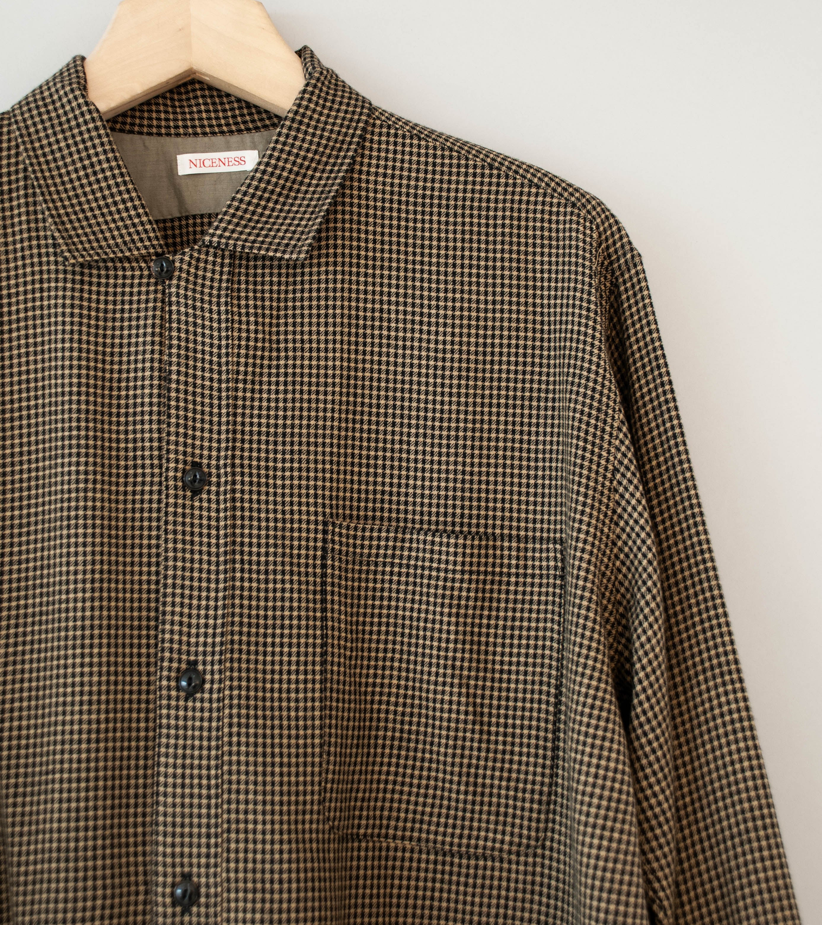 Niceness 'S.COIL Super 140's Open Collar Dress Shirt' (Khaki) - Image 2