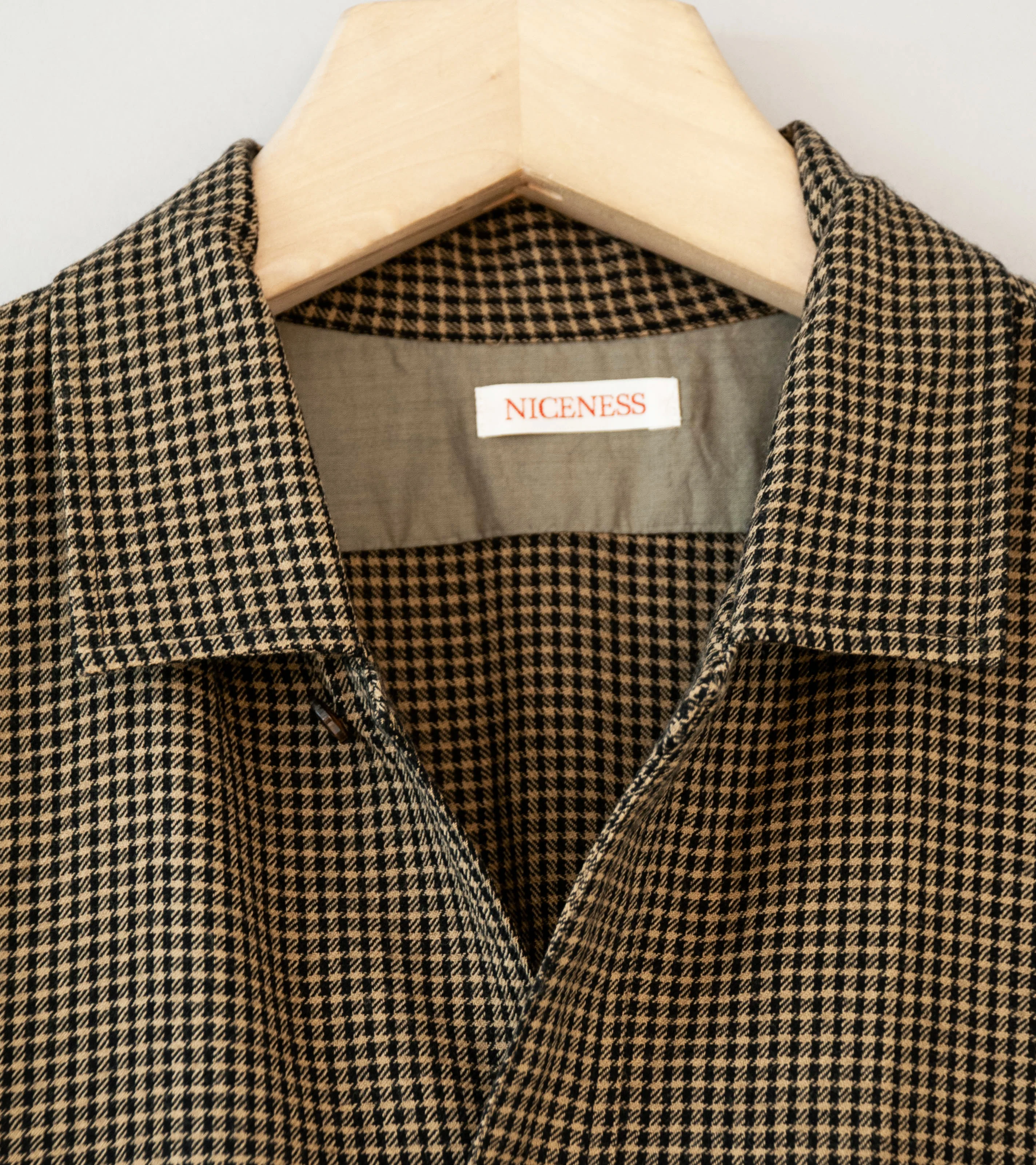 Niceness 'S.COIL Super 140's Open Collar Dress Shirt' (Khaki) - Image 6